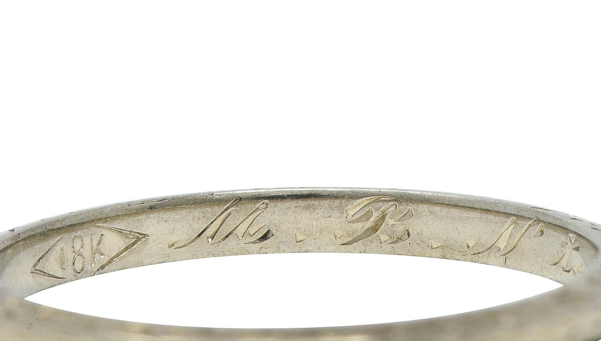 Art Deco 1929 18 Karat White Gold Vintage Wheat Wedding Band Ring