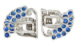 Cartier Mid-Century 13.92 CTW Sapphire Diamond Platinum Vintage Brooch Clips
