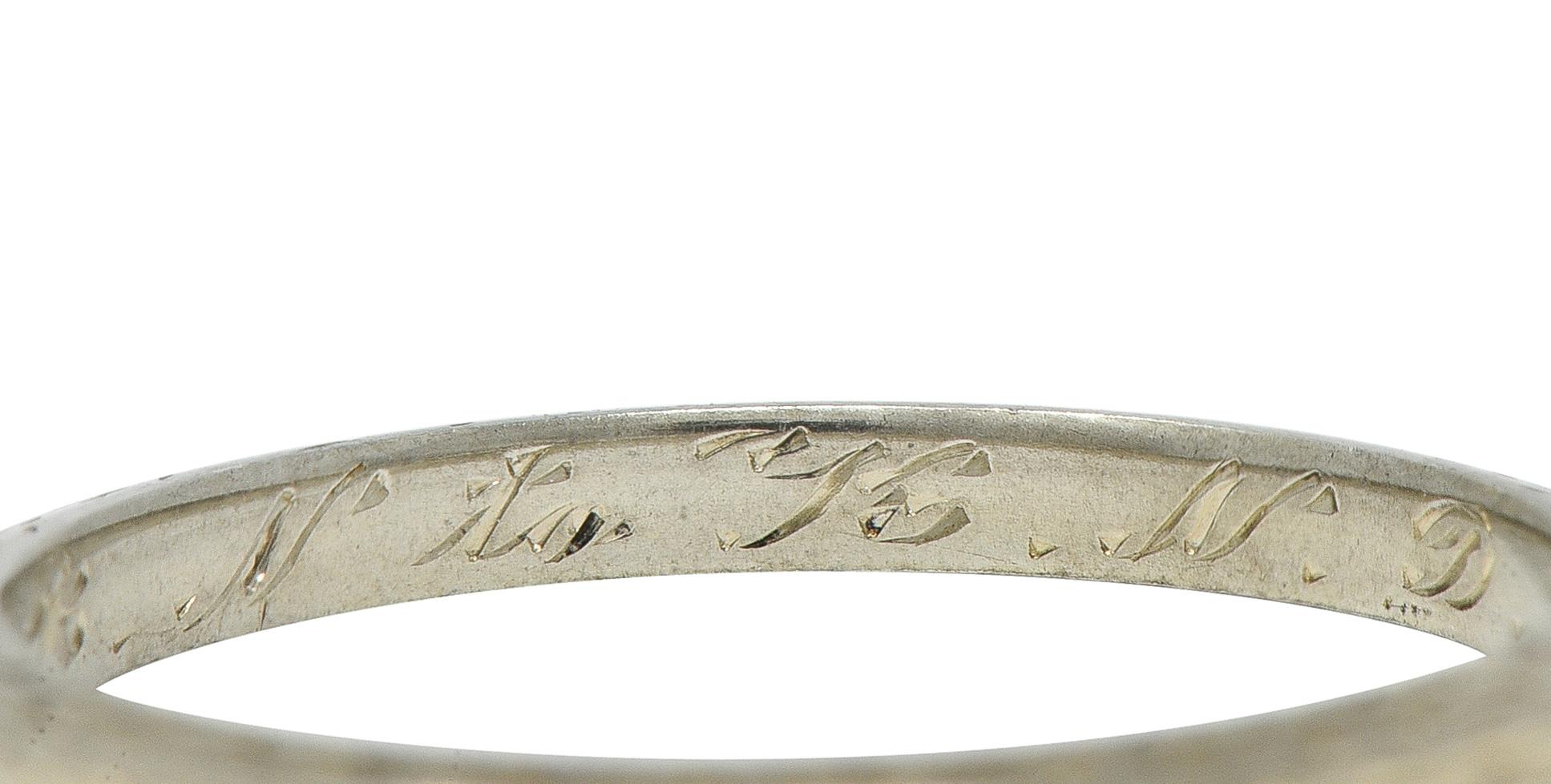 Art Deco 1929 18 Karat White Gold Vintage Wheat Wedding Band Ring
