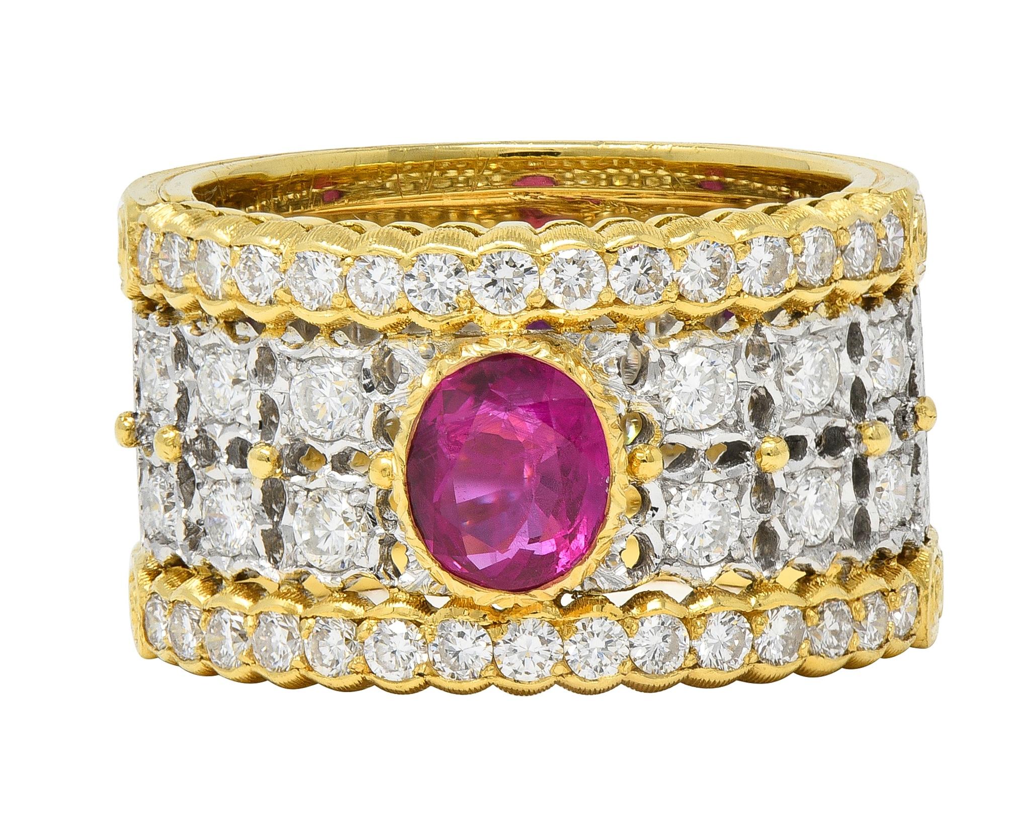 Buccellati Ruby Diamond 18K Yellow  Gold Eternelle Vintage Band Ring