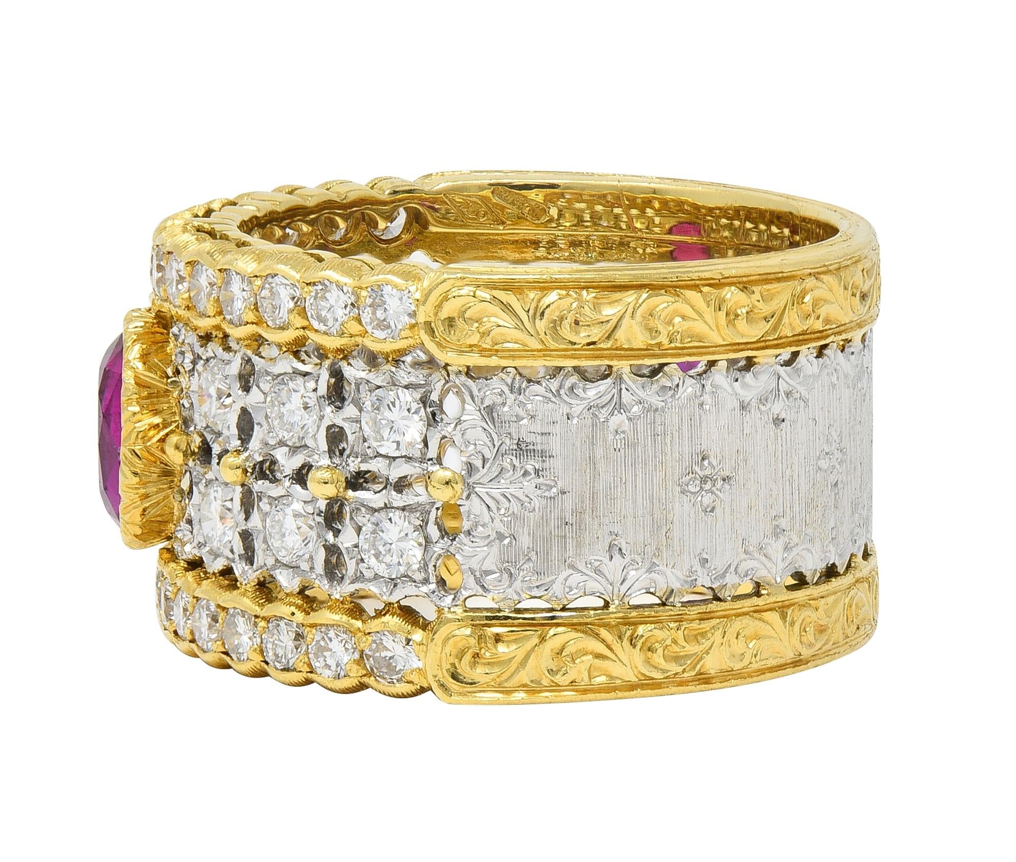 Buccellati Ruby Diamond 18K Yellow  Gold Eternelle Vintage Band Ring