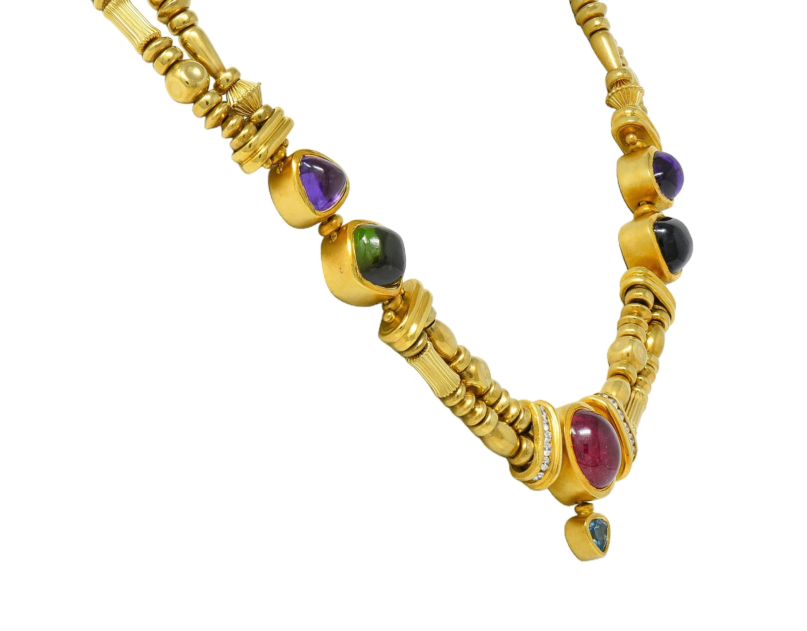 SeidenGang 1990's Diamond Multi-Gem 18K Gold Vintage Multi-Strand Necklace