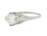 Art Deco 1.26 CTW Old European Cut Diamond Platinum Vintage Engagement Ring