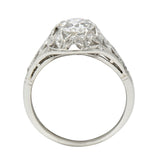 Art Deco 1.39 CTW Diamond Platinum Foliate Vintage Engagement Ring GIA
