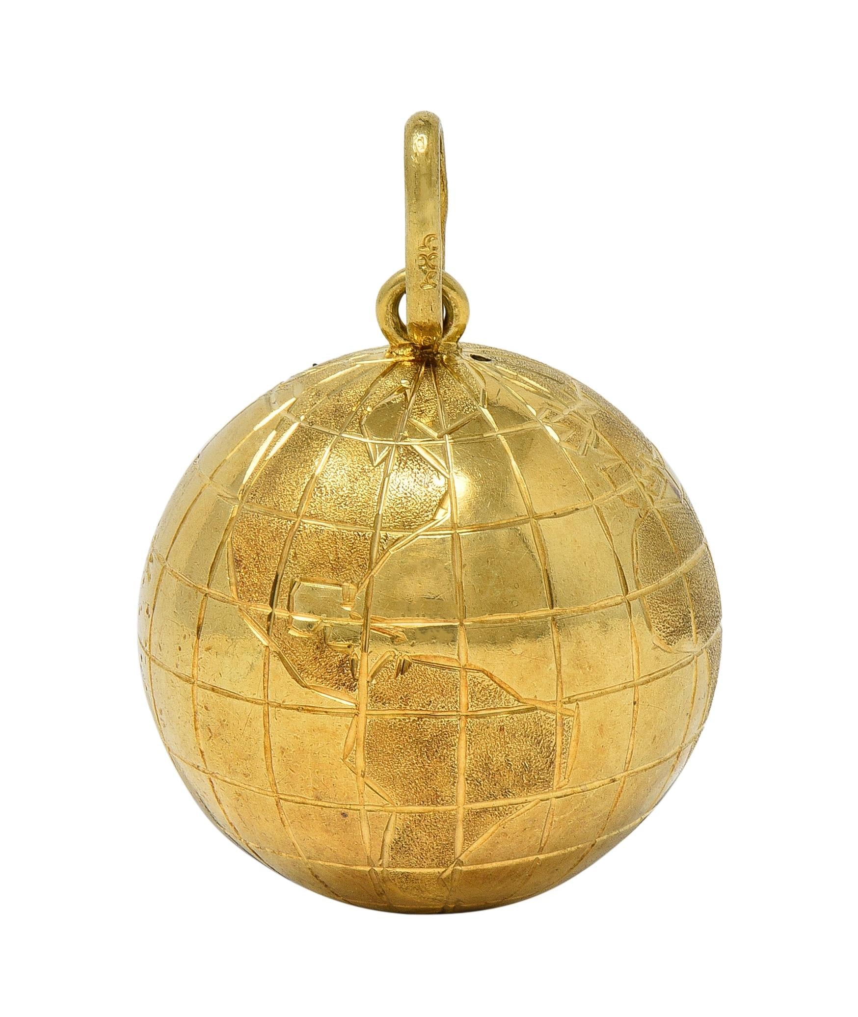 1950's 14 Karat Yellow Gold Vintage Globe Charm