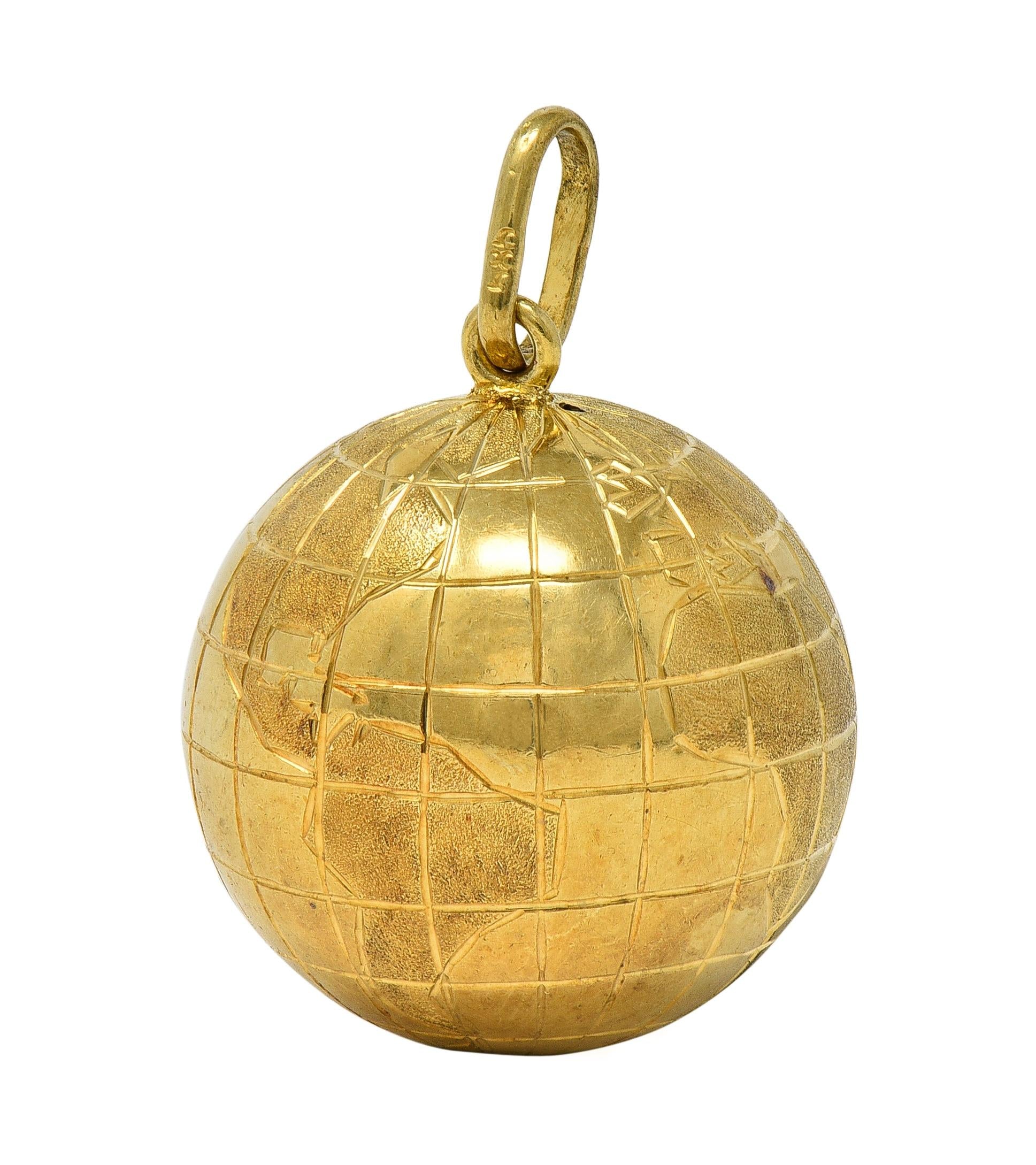 1950's 14 Karat Yellow Gold Vintage Globe Charm