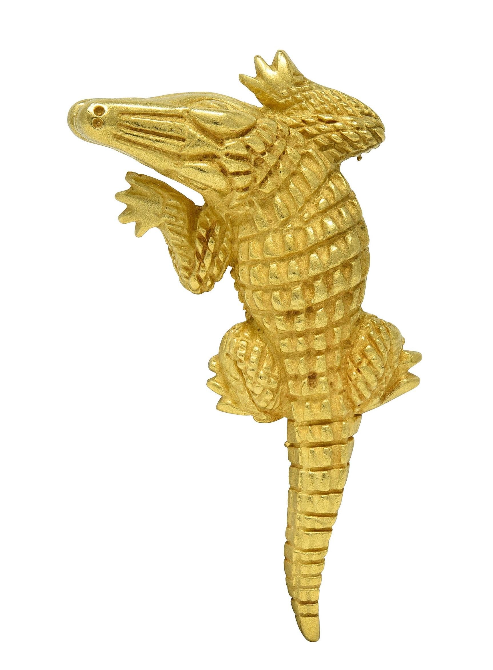 Kieselstein-Cord 1988 18K Yellow Gold Alligator Bypass Vintage Animal Brooch