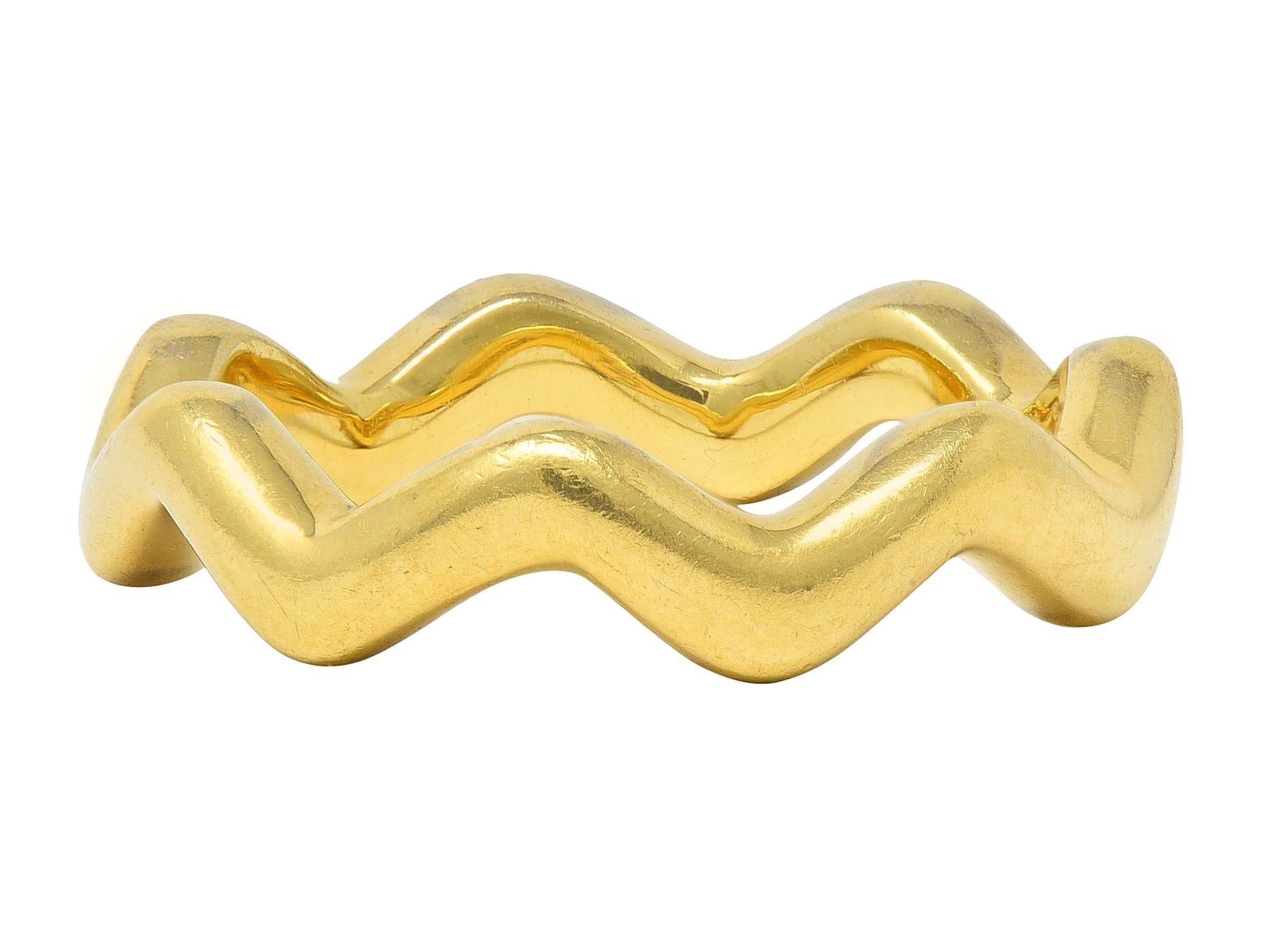 Paloma Picasso Tiffany & Co. 1980's 18 Karat Yellow Gold Vintage Wave Band Ring