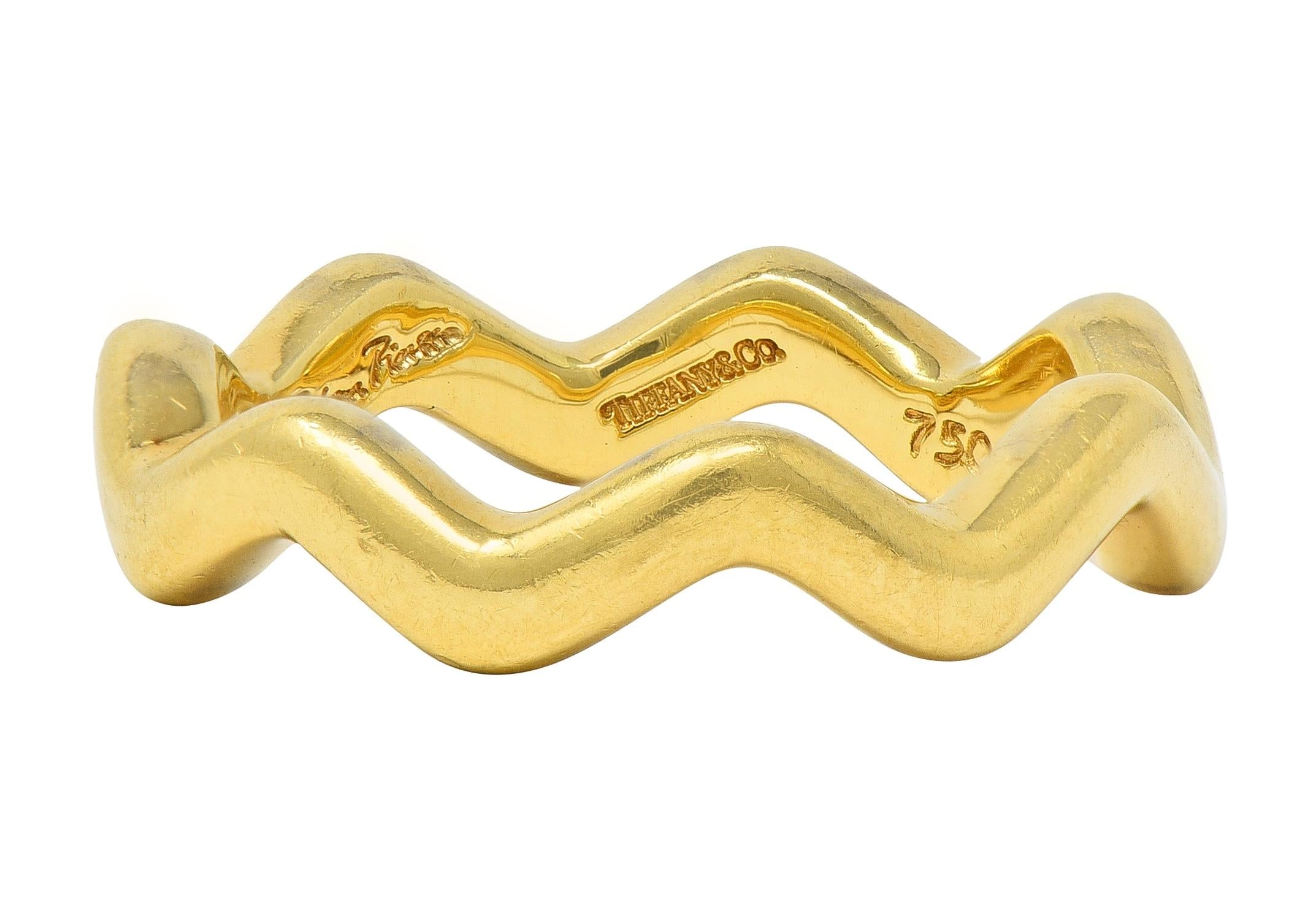 Paloma Picasso Tiffany & Co. 1980's 18 Karat Yellow Gold Vintage Wave Band Ring