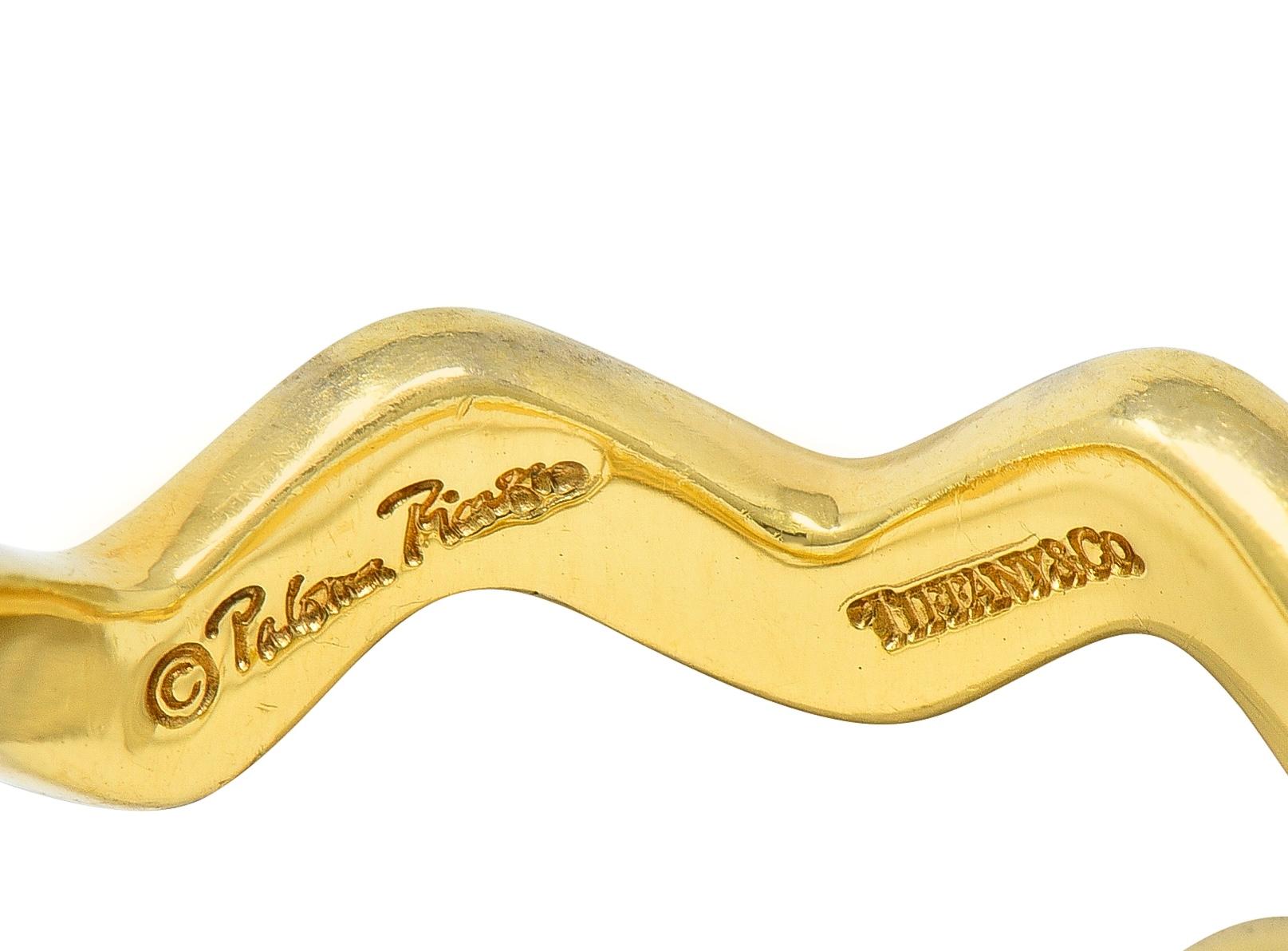 Paloma Picasso Tiffany & Co. 1980's 18 Karat Yellow Gold Vintage Wave Band Ring