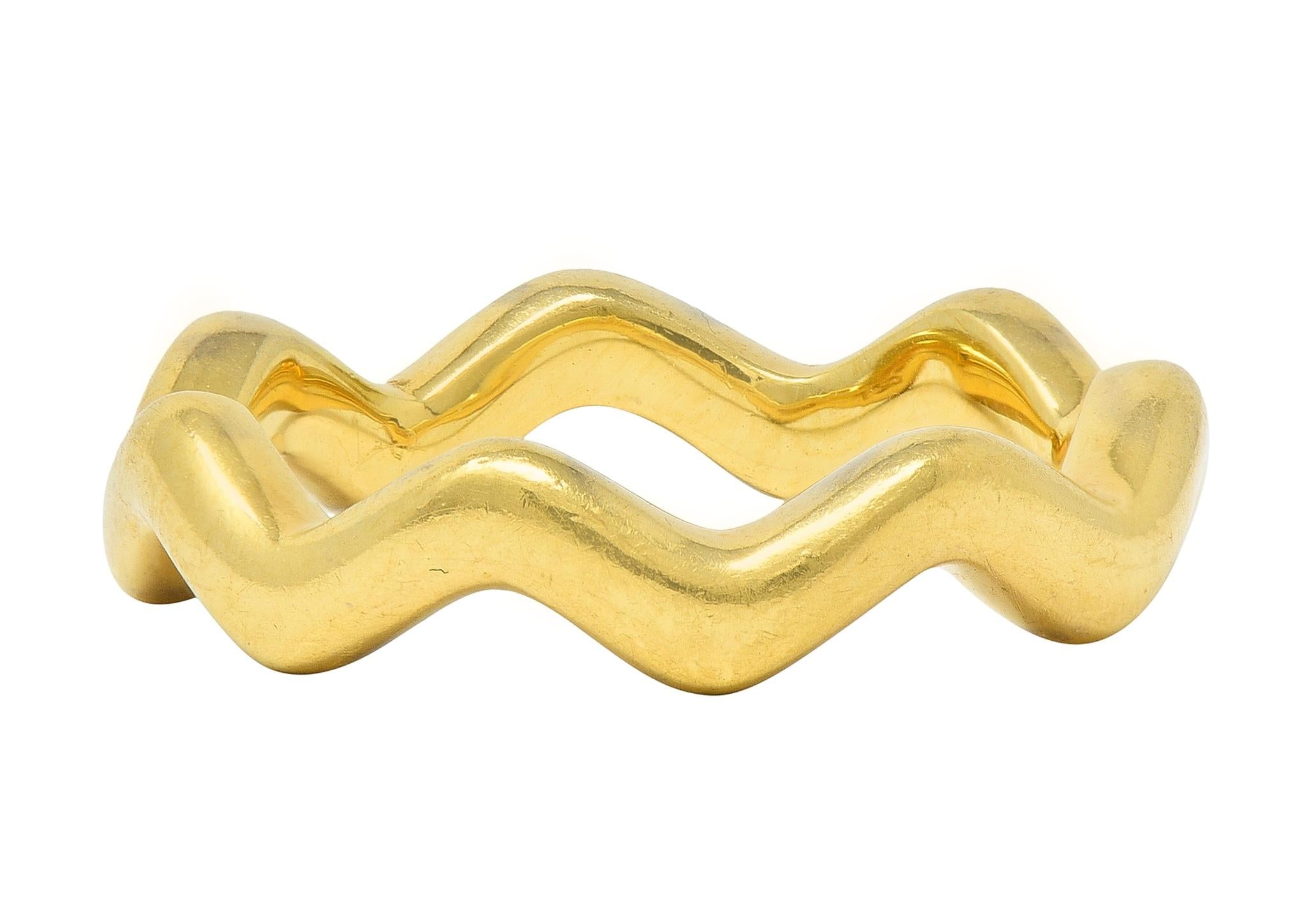 Paloma Picasso Tiffany & Co. 1980's 18 Karat Yellow Gold Vintage Wave Band Ring