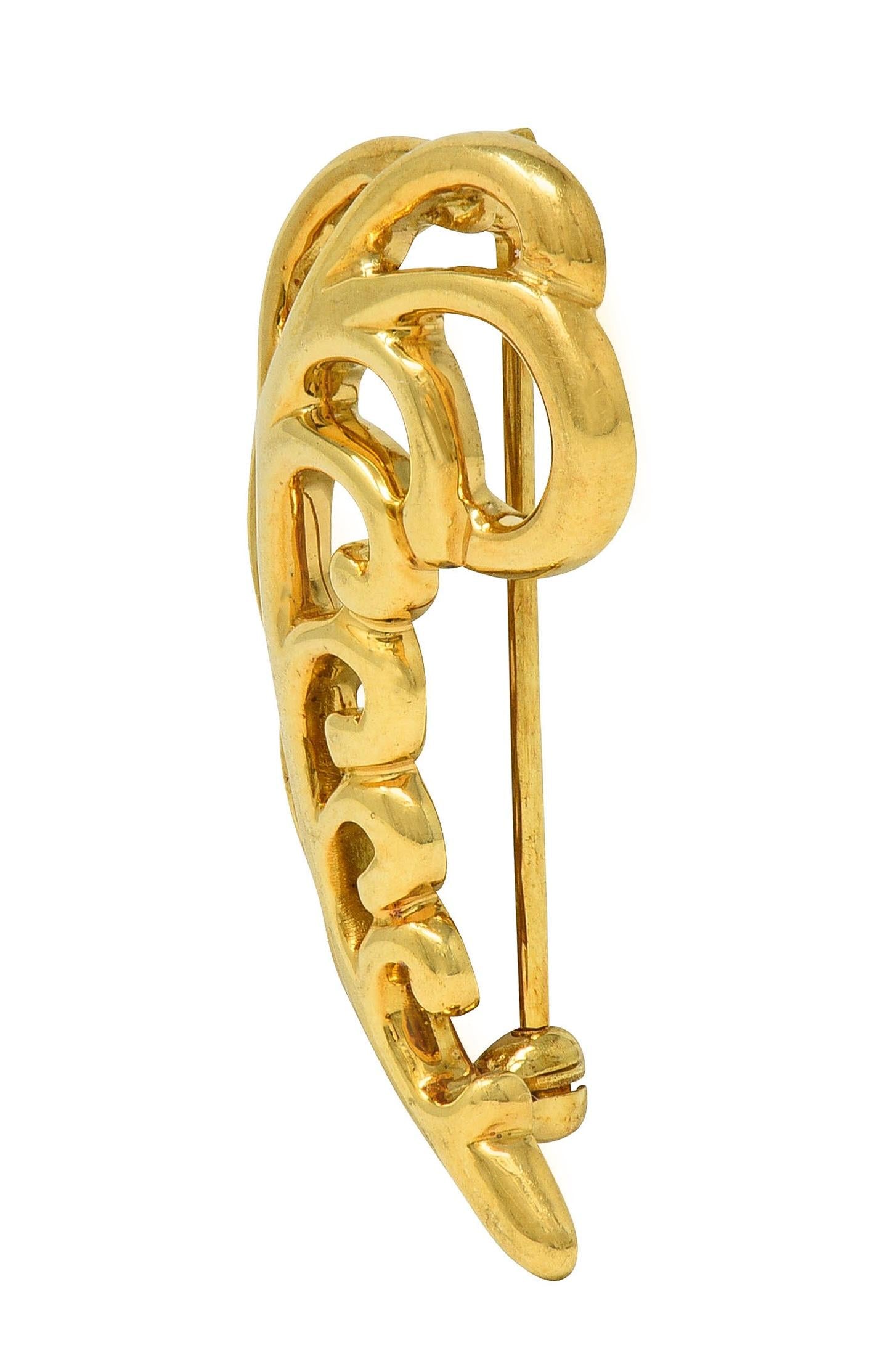 Paloma Picasso Tiffany & Co. 1981 18K Yellow Gold Vintage Feather Plume Brooch