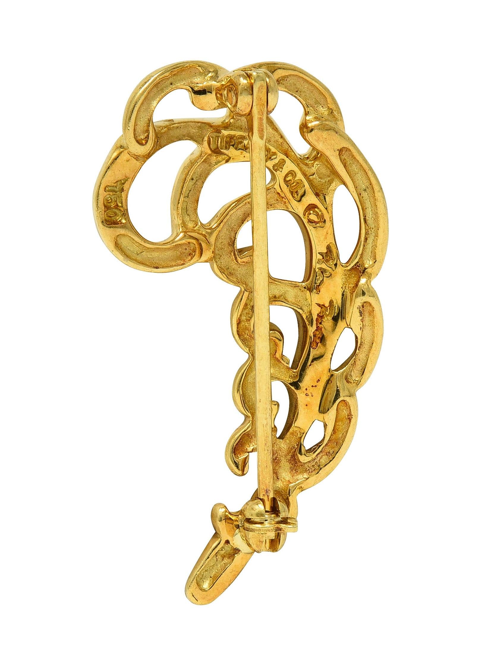 Paloma Picasso Tiffany & Co. 1981 18K Yellow Gold Vintage Feather Plume Brooch