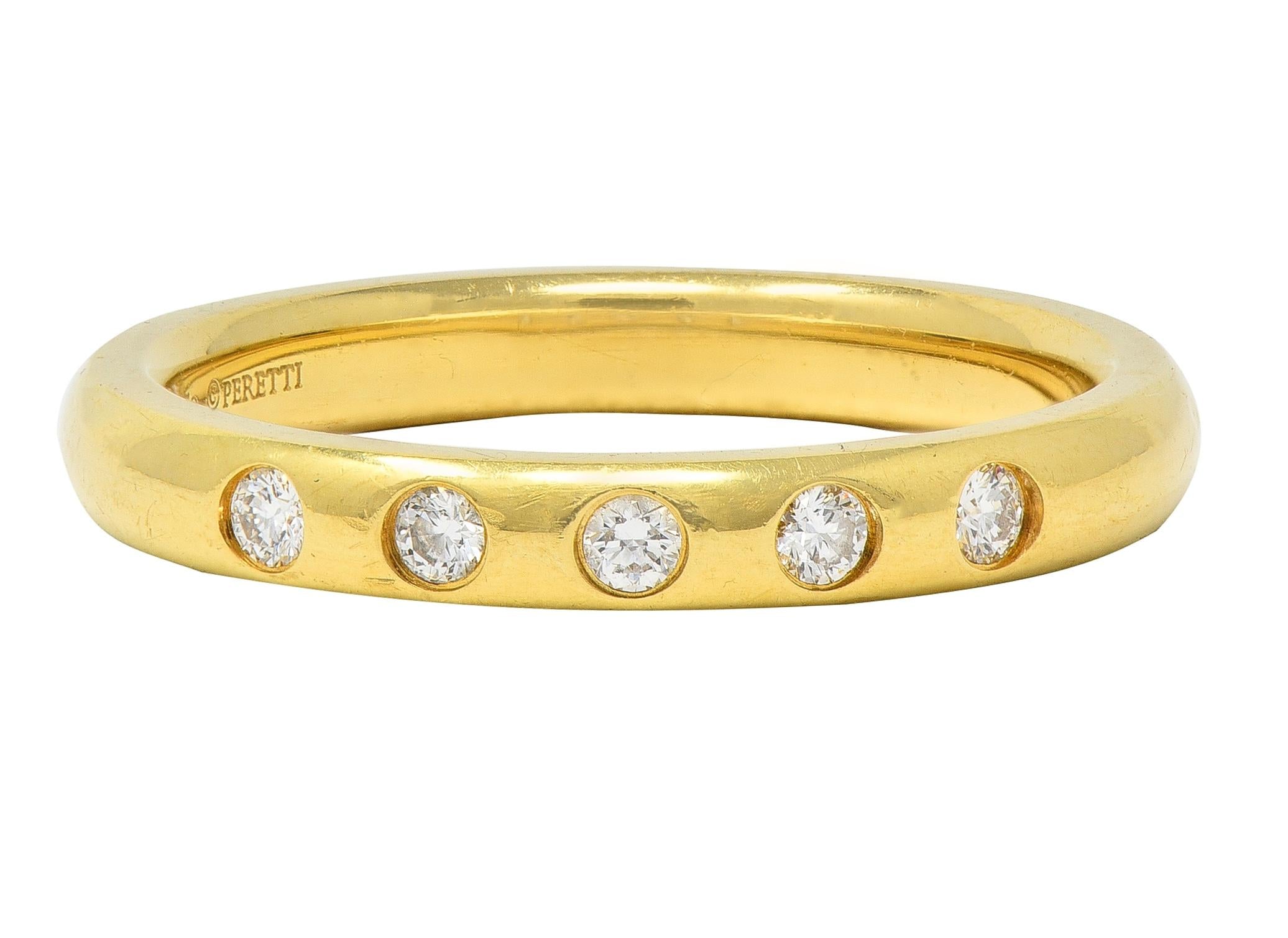 Elsa Peretti Tiffany & Co. 2000's Diamond 18K Yellow Gold Flush Set Band Ring
