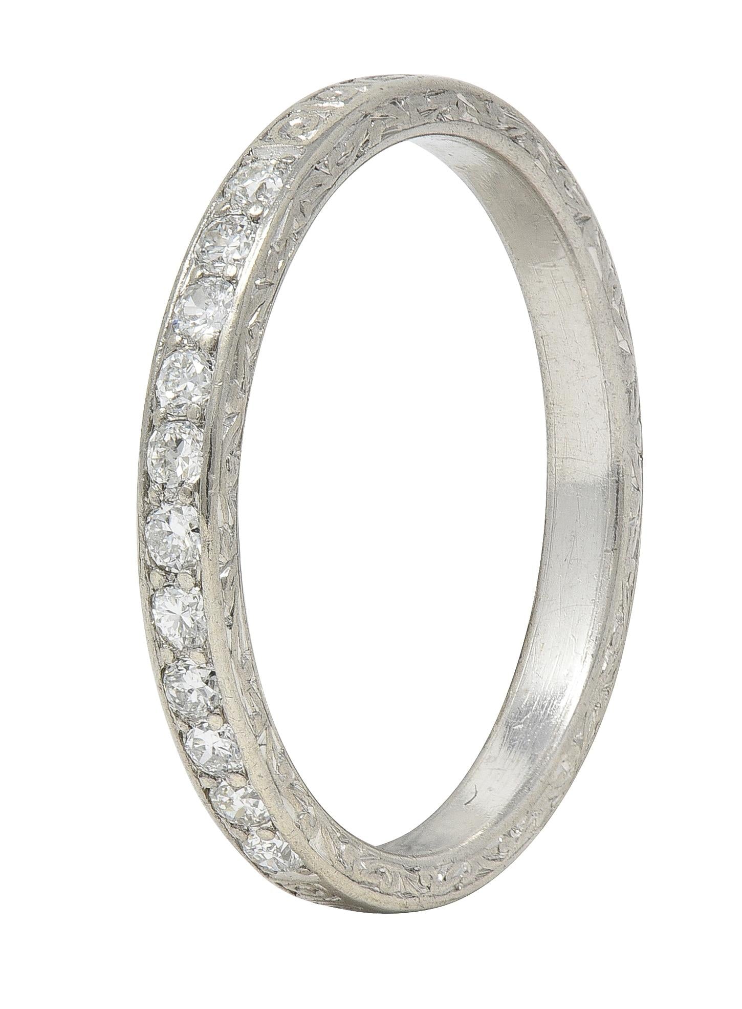 Art Deco 0.33 CTW Diamond Platinum Vintage Scrolling Wedding Band Ring