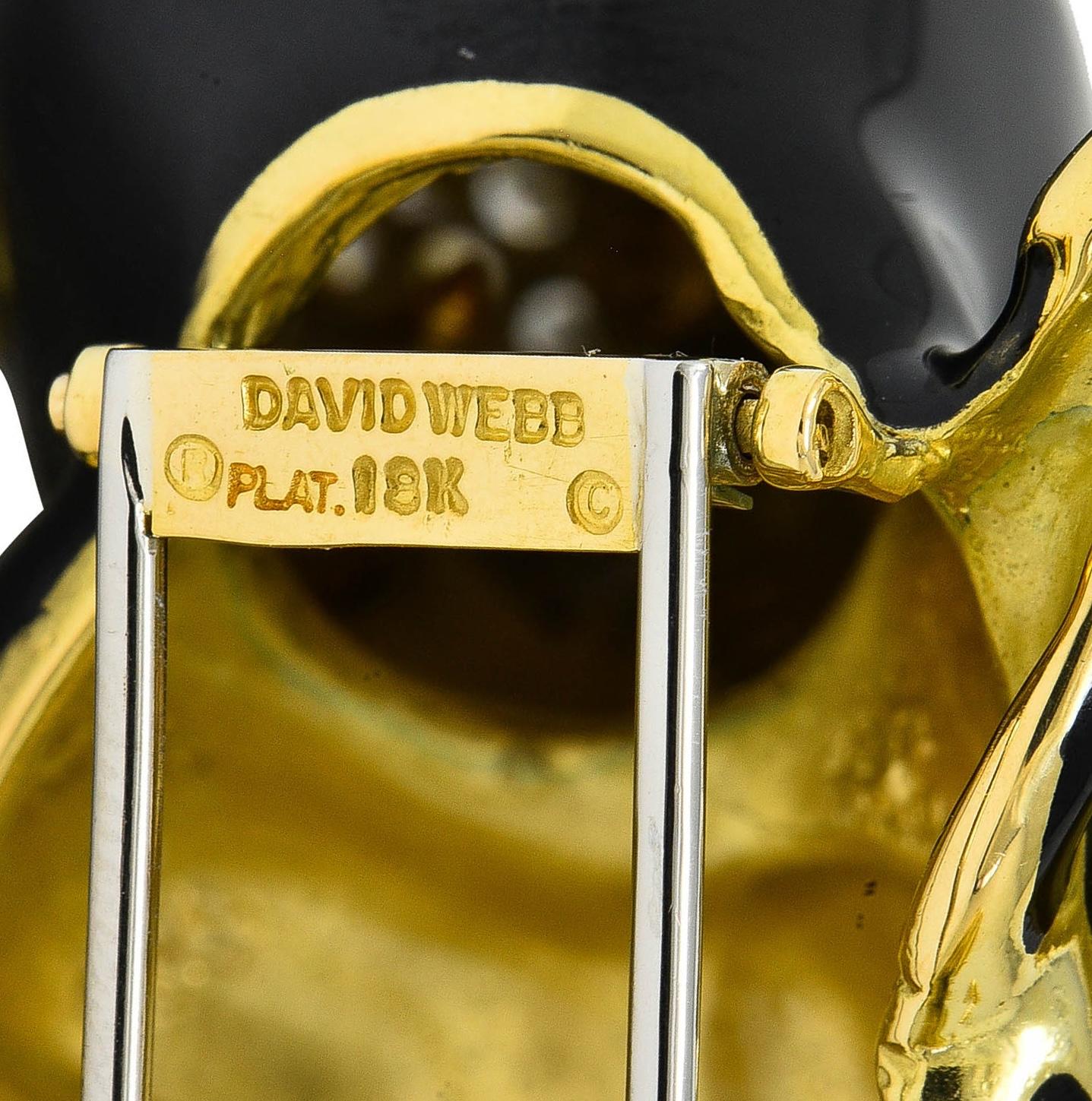 David Webb 1965 Diamond Ruby Enamel Platinum 18K Gold Vintage Beaver Brooch