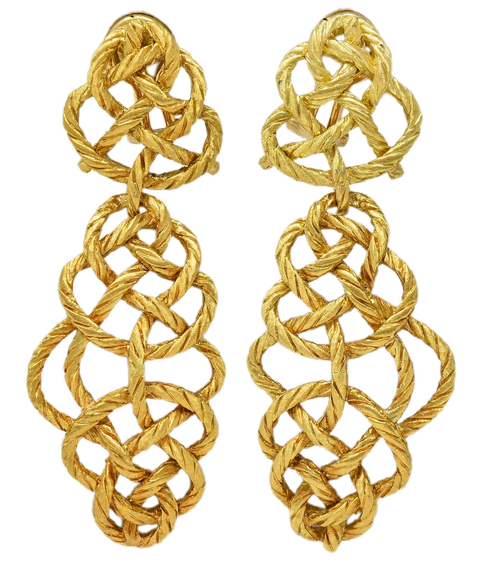 Buccellati 1990's 18K Gold Vintage Woven Knotted Day-To-Night Earrings