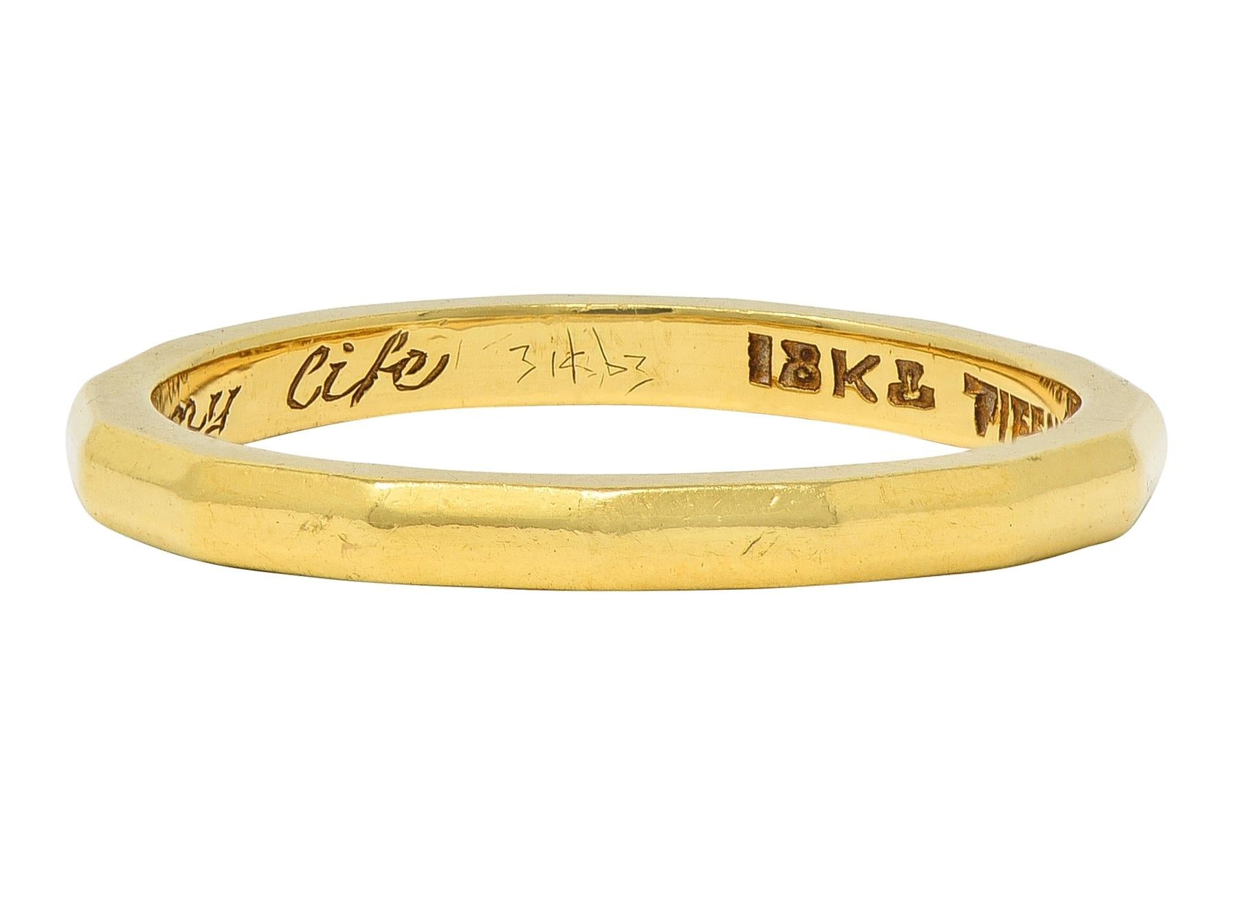 Tiffany & Co. 1970 18 Karat Yellow Gold Vintage Faceted Band Ring