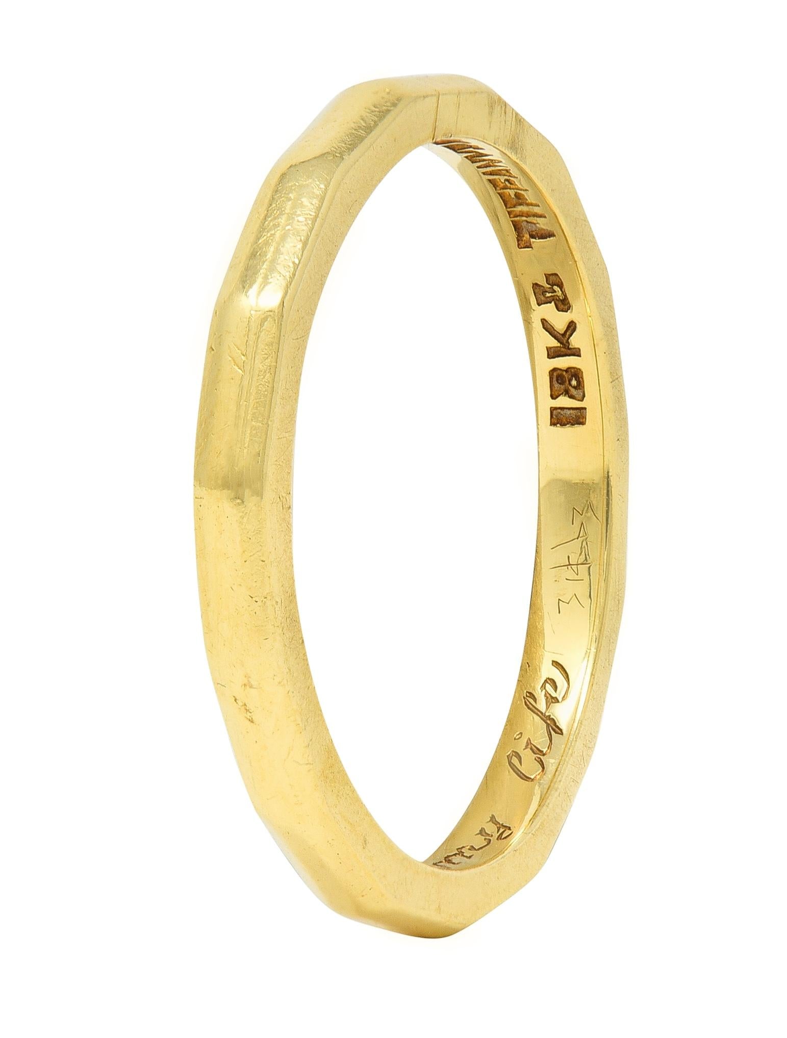 Tiffany & Co. 1970 18 Karat Yellow Gold Vintage Faceted Band Ring