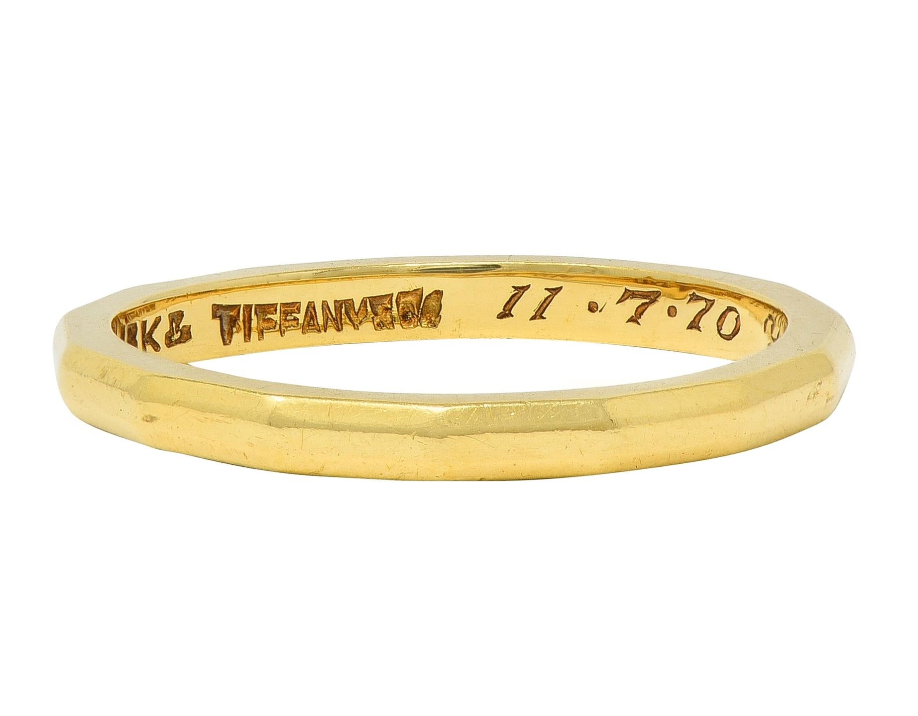 Tiffany & Co. 1970 18 Karat Yellow Gold Vintage Faceted Band Ring