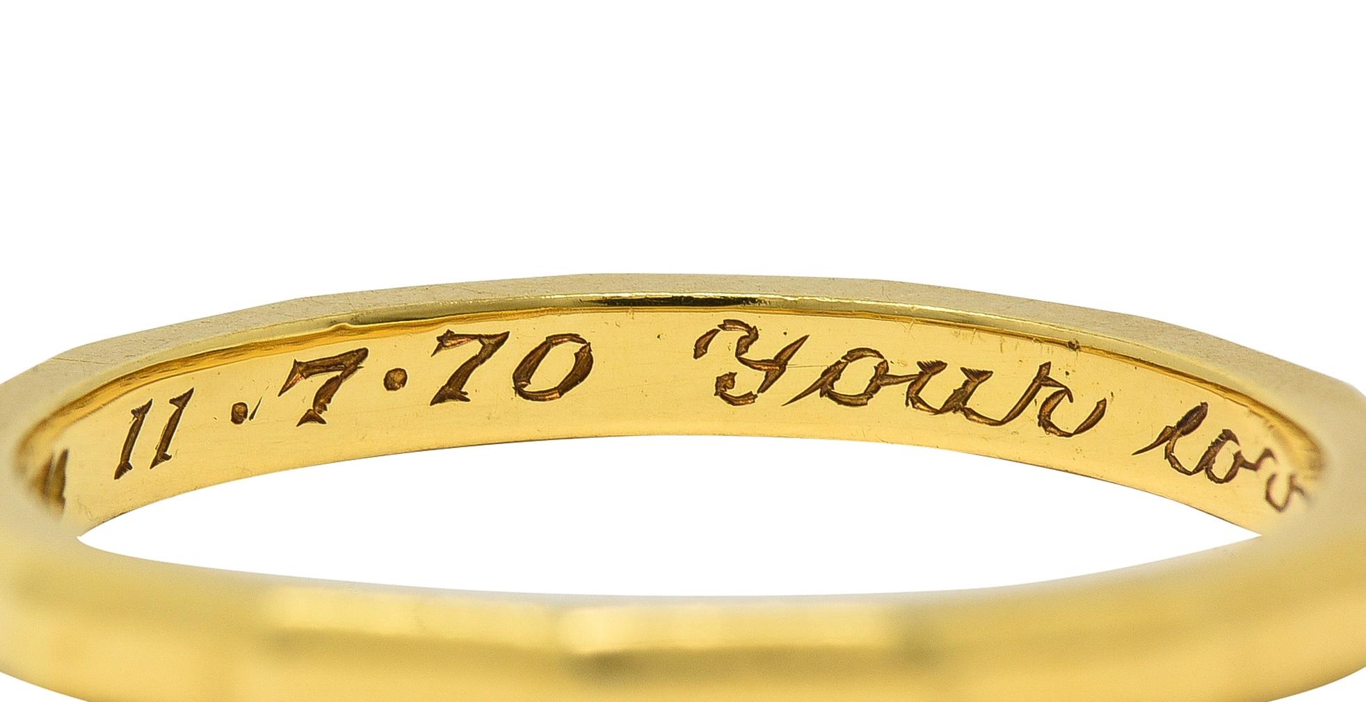 Tiffany & Co. 1970 18 Karat Yellow Gold Vintage Faceted Band Ring