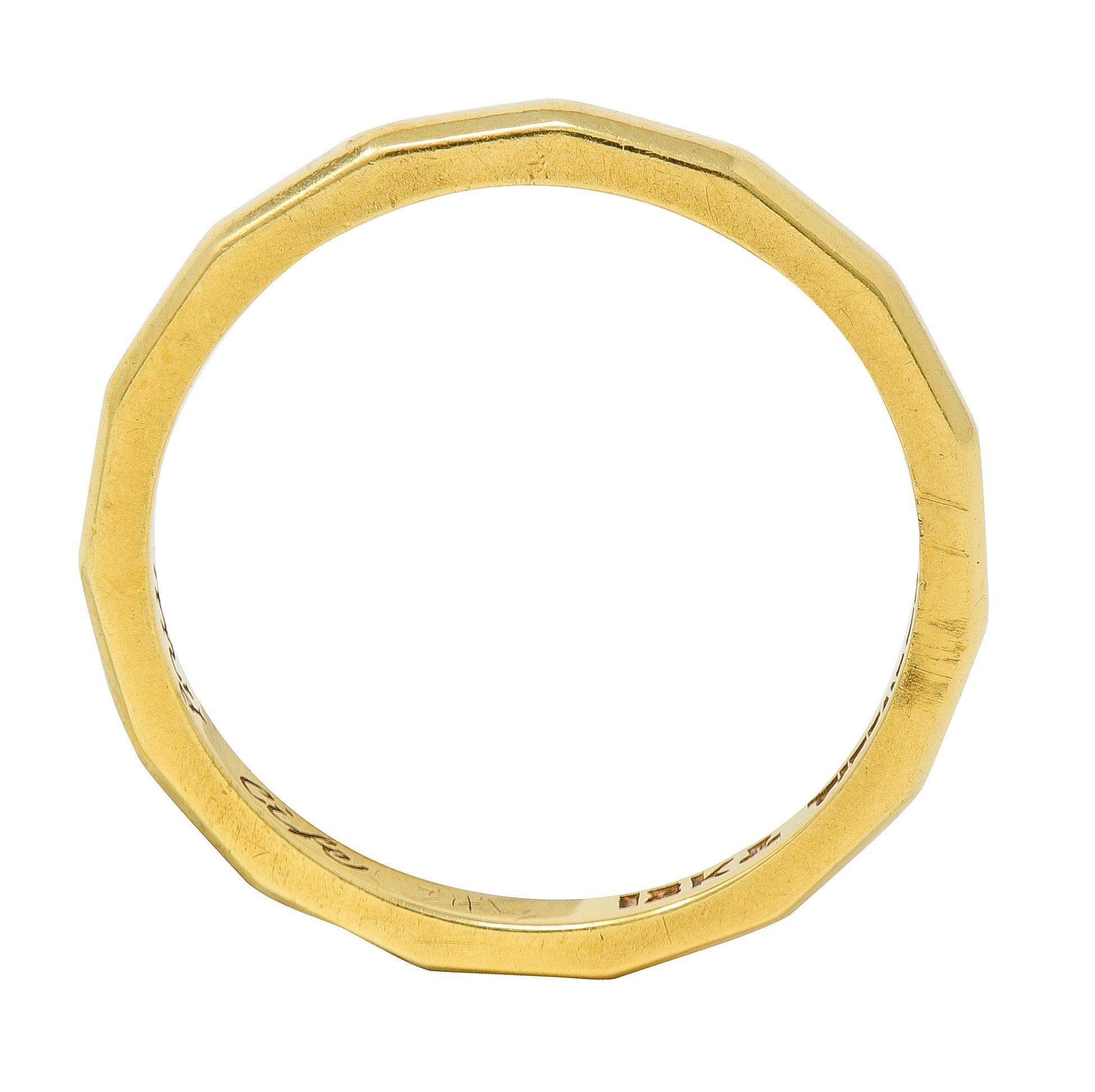 Tiffany & Co. 1970 18 Karat Yellow Gold Vintage Faceted Band Ring