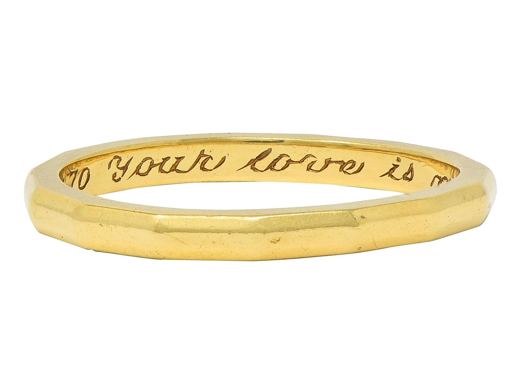 Tiffany & Co. 1970 18 Karat Yellow Gold Vintage Faceted Band Ring