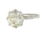 Art Deco French 4.87 CTW Old European Diamond Platinum Vintage Engagement Ring