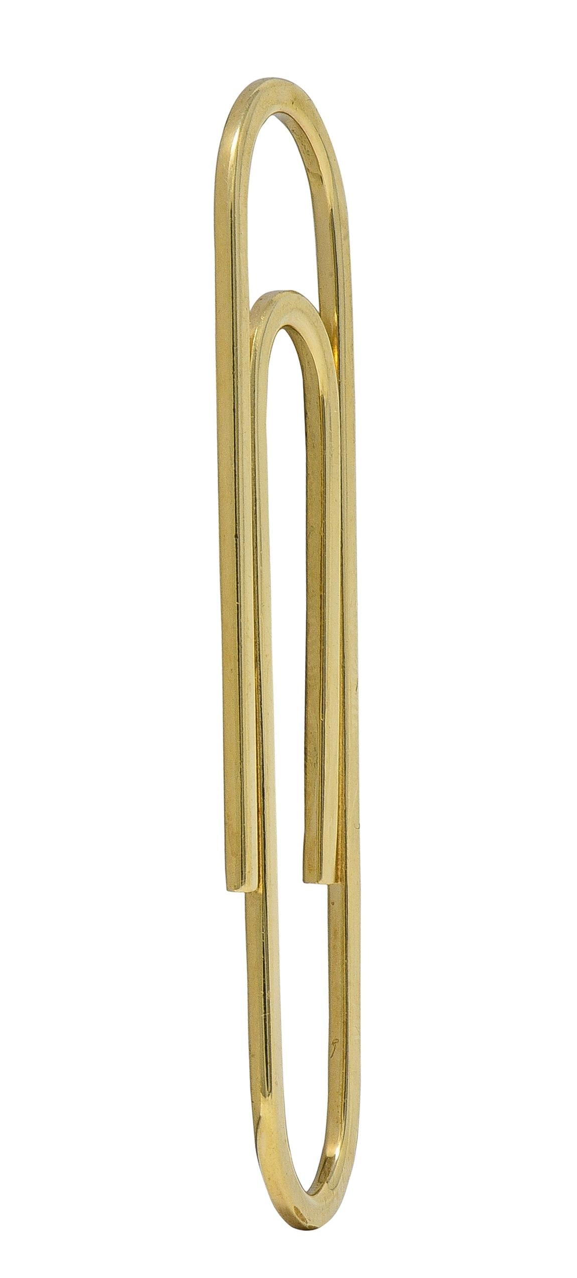 Kitsinian 1980's 14 Karat Yellow Gold Vintage Large Paperclip Pendant