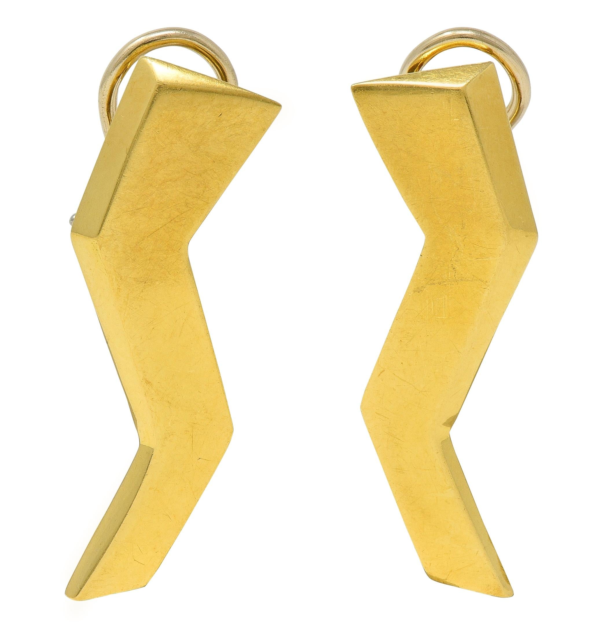 Paloma Picasso Tiffany & Co. 1985 18 Karat Gold Vintage Lightning Bolt Earrings
