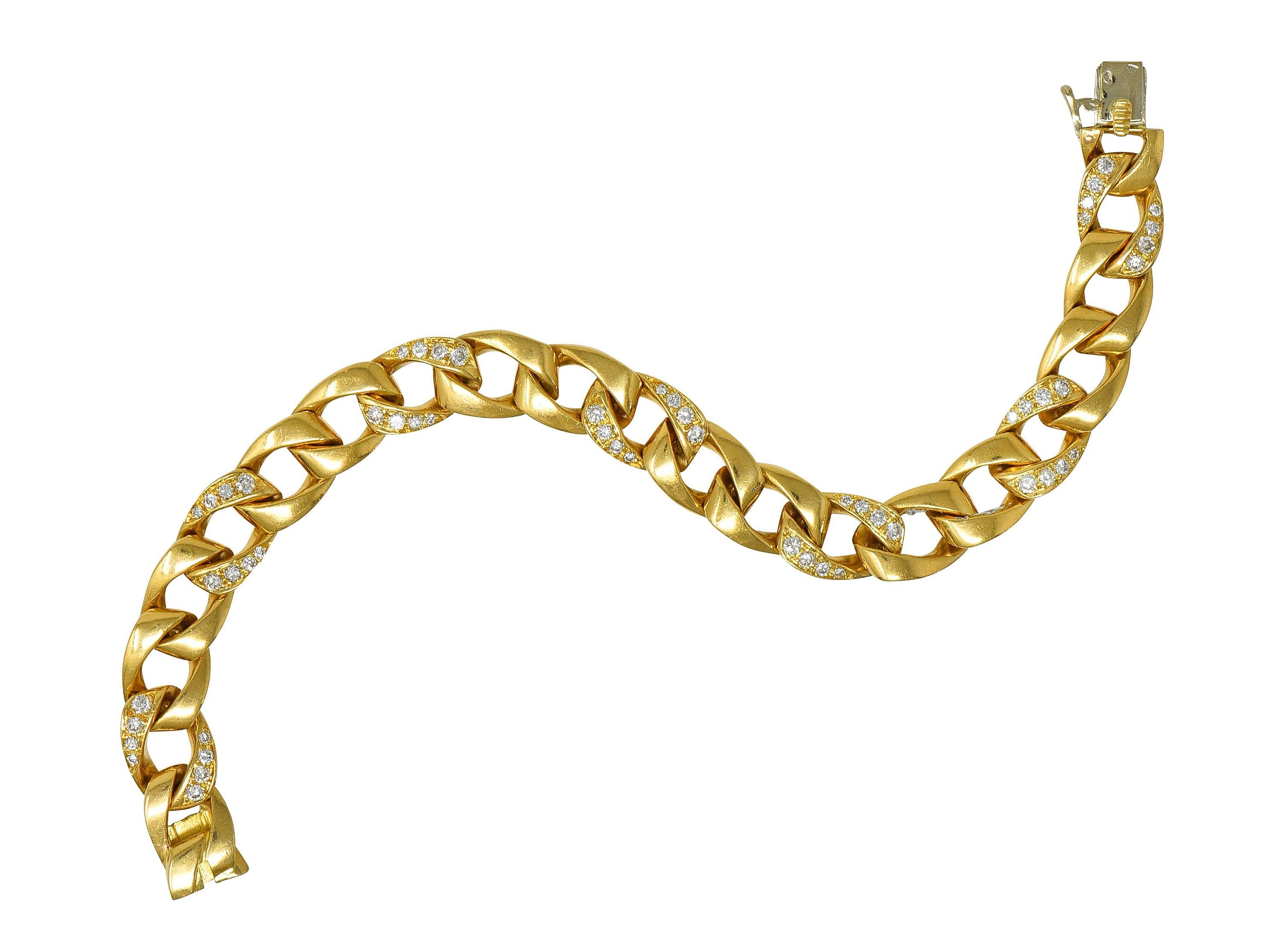 Cartier Georges L'Enfant 1970's Diamond 18K Gold Vintage Curb Link Bracelet