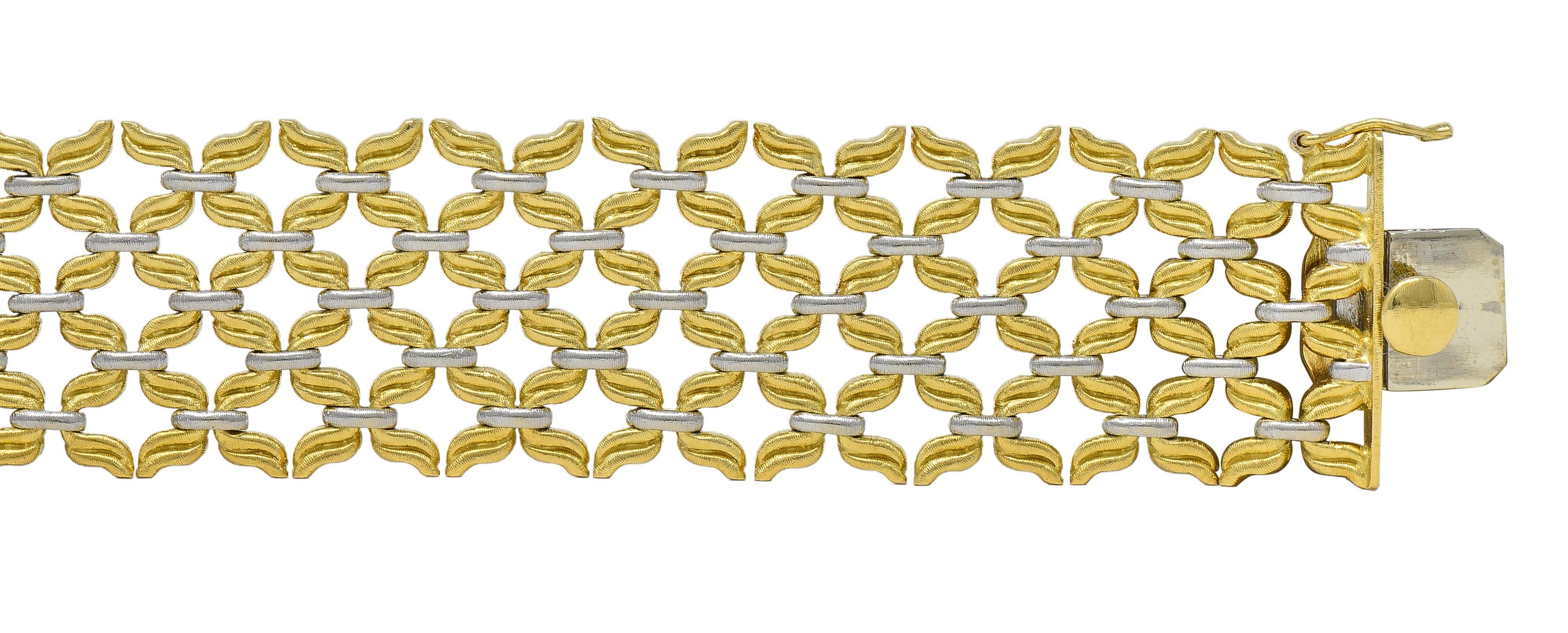 Buccellati 1980's 18 Karat Two-Tone Gold Vintage Woven Link Bracelet