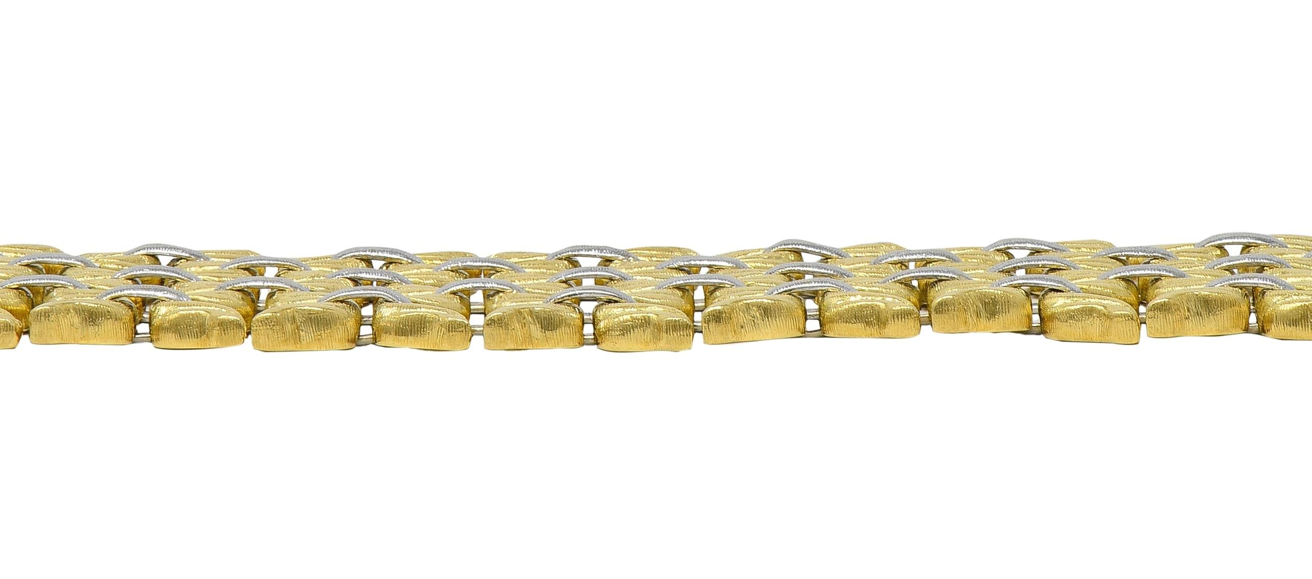 Buccellati 1980's 18 Karat Two-Tone Gold Vintage Woven Link Bracelet