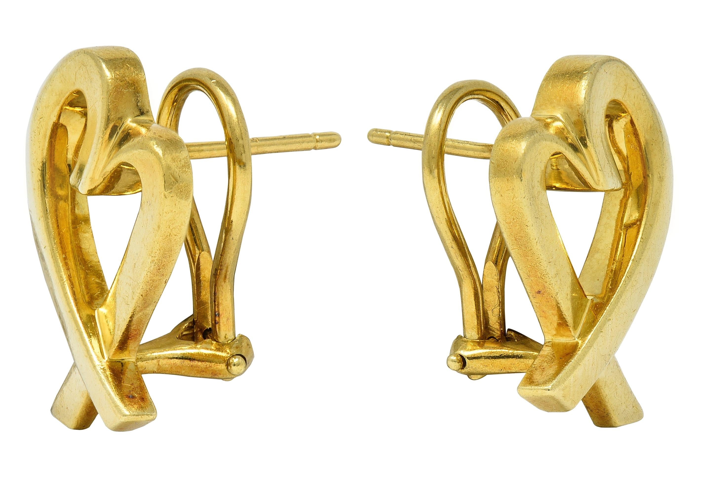 Paloma Picasso Tiffany & Co. 1990's 18K Gold Vintage Loving Heart Earrings