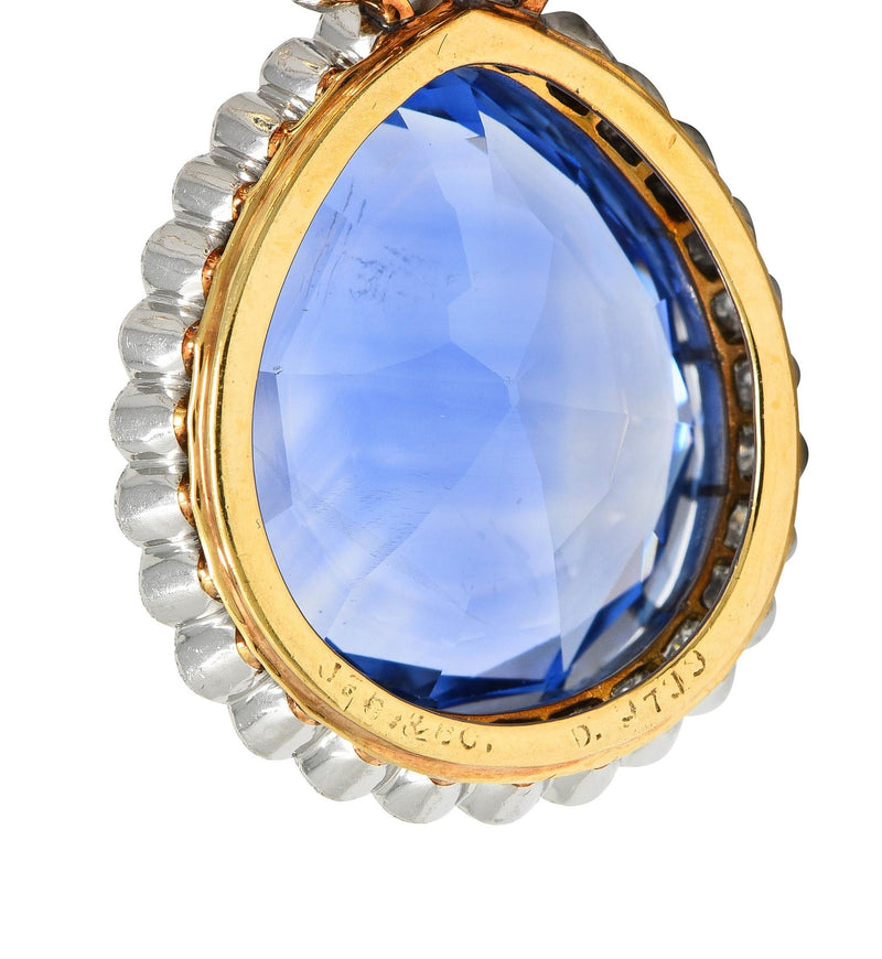 J.E. Caldwell 52.12 CTW Sapphire Diamond Platinum 18K Gold Antique Necklace