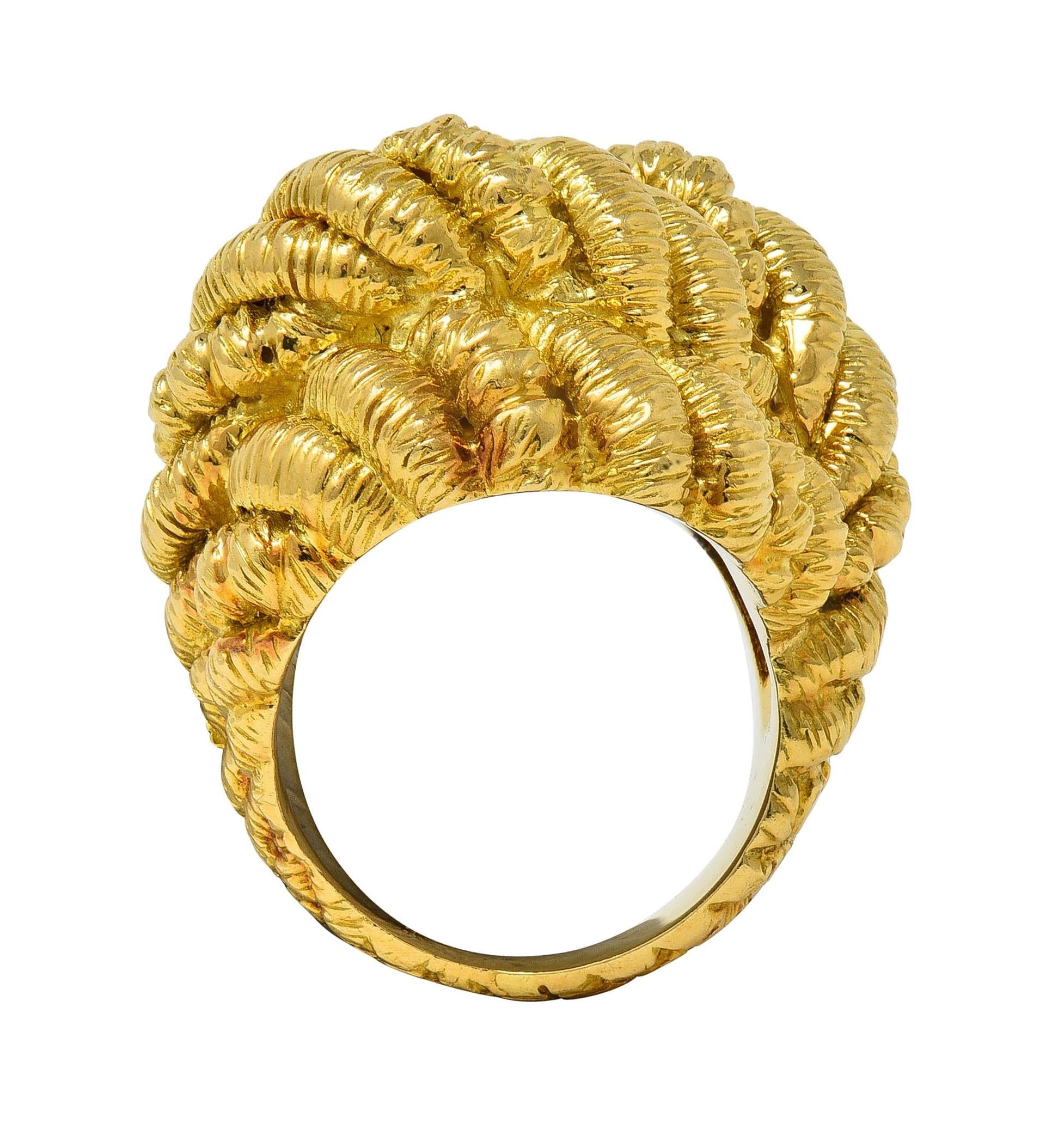 Van Cleef & Arpels French 1960 18K Gold Twisted Rope Knot Vintage Dome Ring