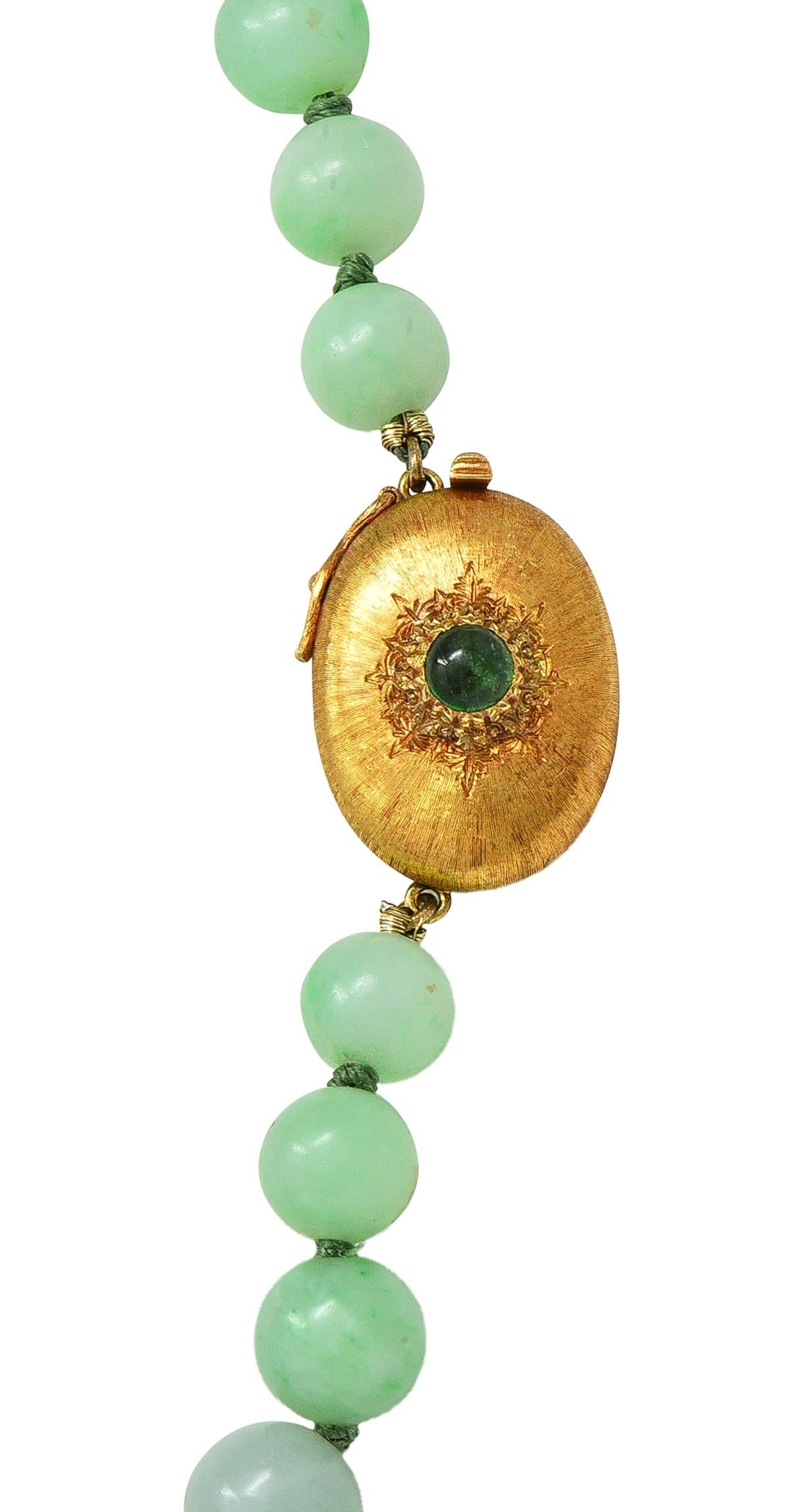Buccellati 1976 Jade Emerald 18 Karat Yellow Gold Vintage Beaded Strand Necklace
