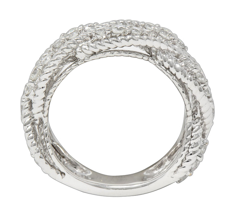 Contemporary 1.00 CTW Diamond 14 Karat White Gold Rope Band Ring