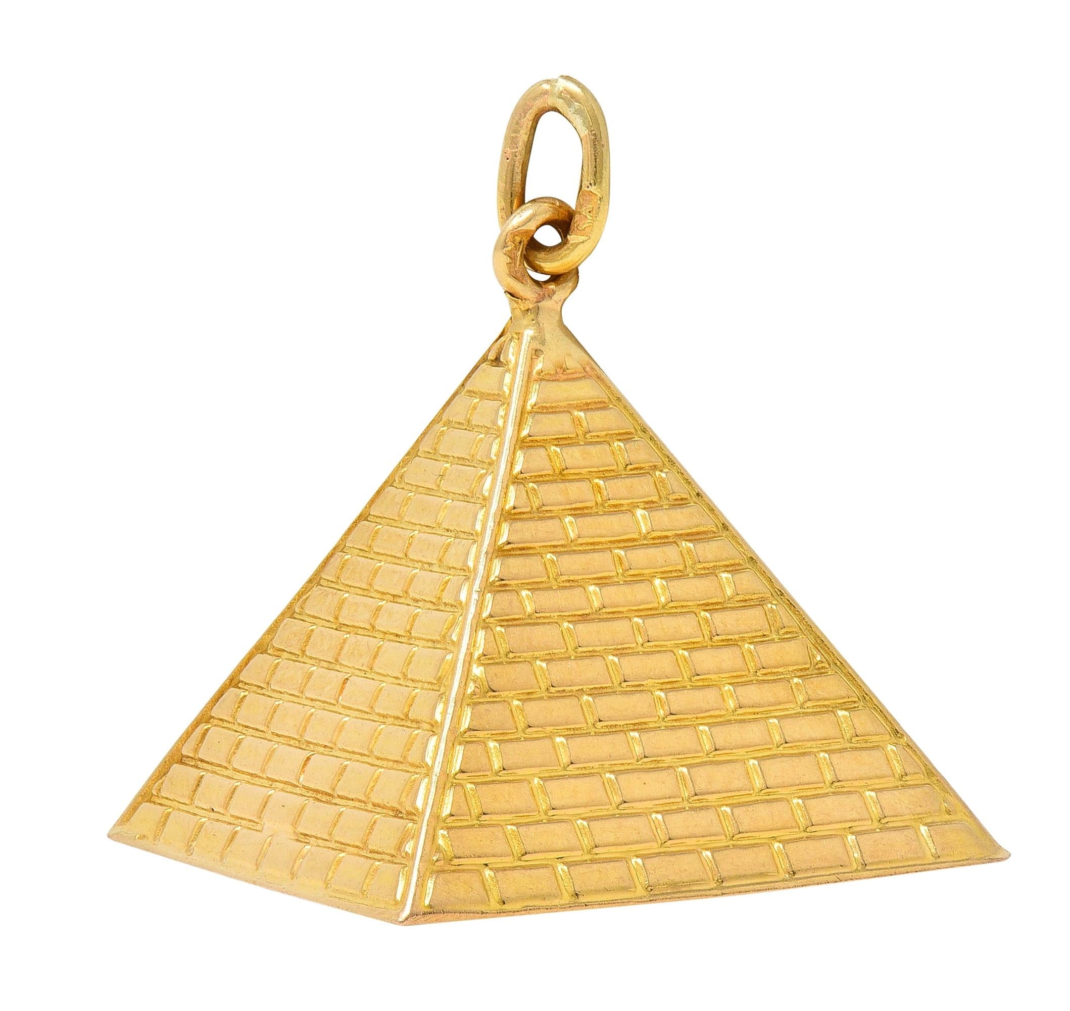1960's 18 Karat Yellow Gold Vintage Egyptian Pyramid Pendant Charm