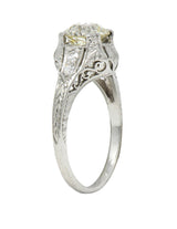 Art Deco 1.30 CTW Old European Cut Diamond Platinum Antique Engagement Ring
