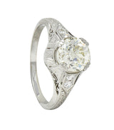 Art Deco 1.30 CTW Old European Cut Diamond Platinum Antique Engagement Ring