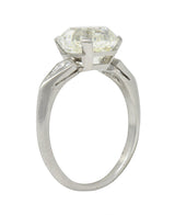 Mid-Century 3.62 CTW Asscher Cut Diamond Platinum Vintage Engagement Ring GIA