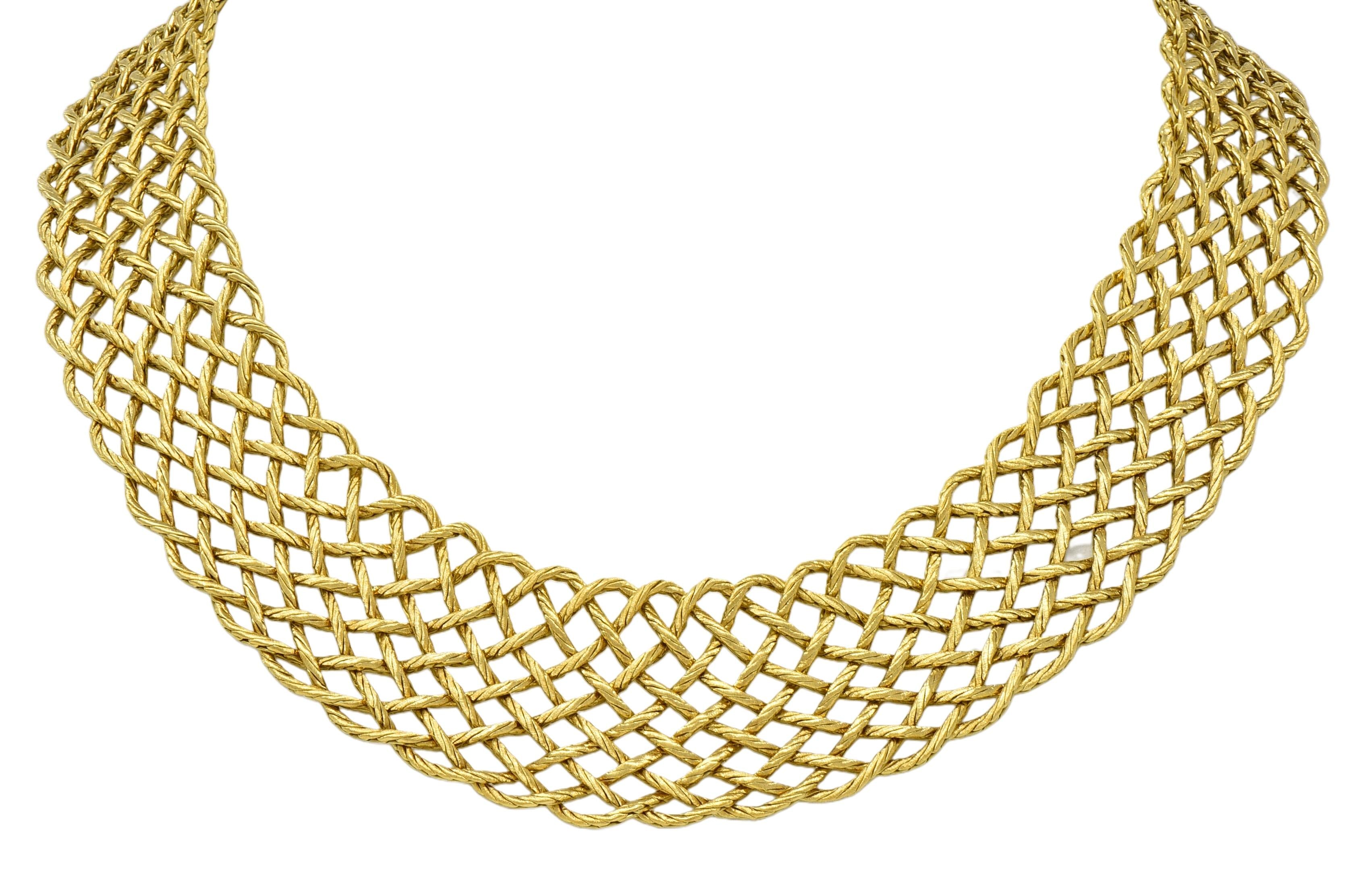 Buccellati 18 Karat Yellow Gold Vintage Woven Crepe de Chine Collar Necklace