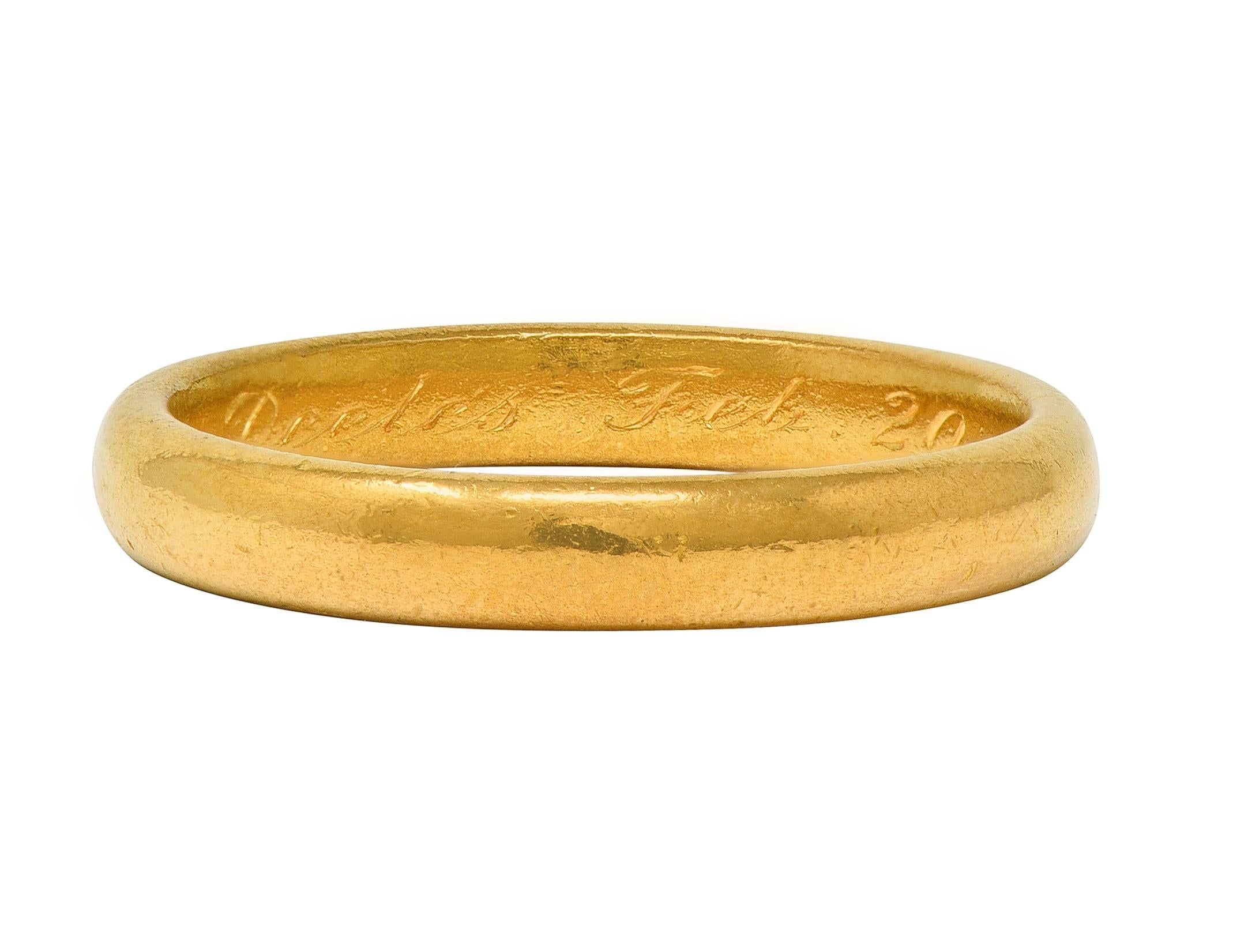 Tiffany & Co. 1912 22 Karat Yellow Gold Antique Unisex Wedding Band Ring