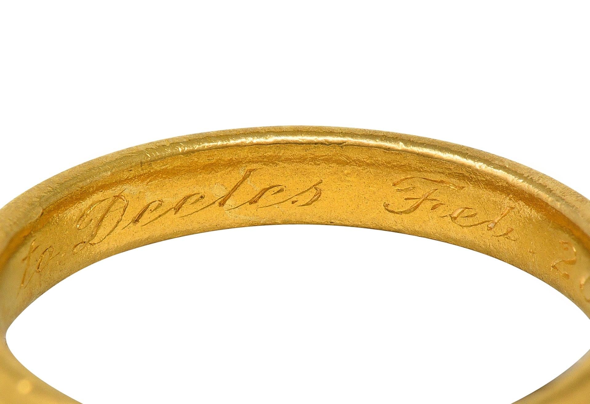 Tiffany & Co. 1912 22 Karat Yellow Gold Antique Unisex Wedding Band Ring