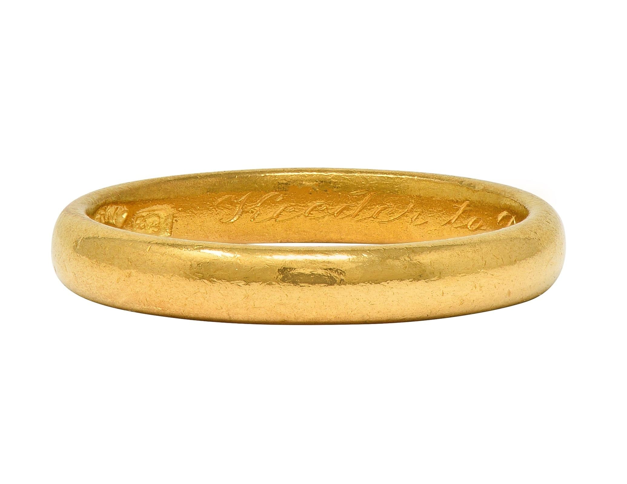 Tiffany & Co. 1912 22 Karat Yellow Gold Antique Unisex Wedding Band Ring