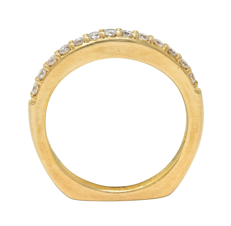 Contemporary 0.26 CTW Diamond 14 Karat Yellow Gold Stacking Band Ring