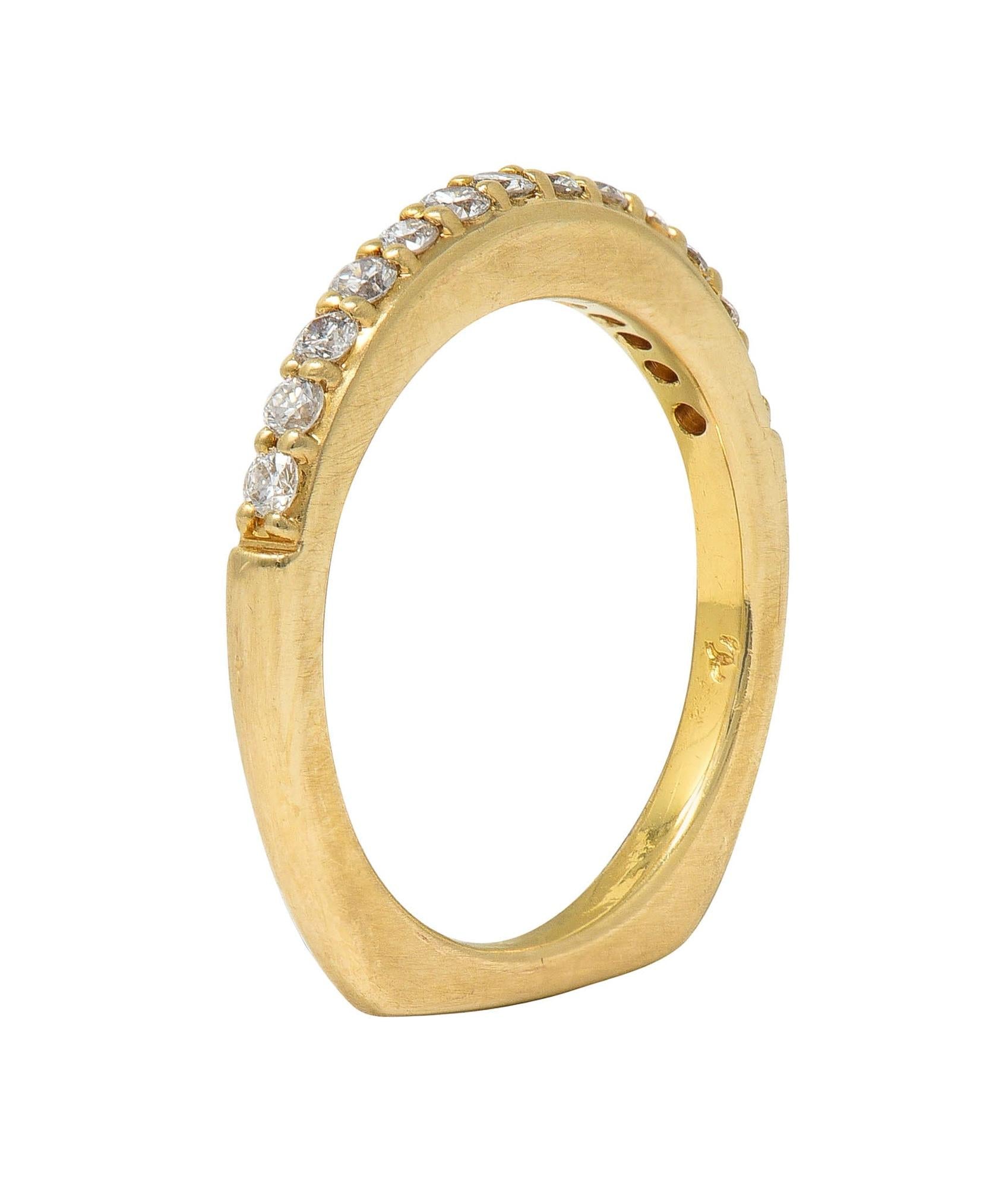 Contemporary 0.26 CTW Diamond 14 Karat Yellow Gold Stacking Band Ring