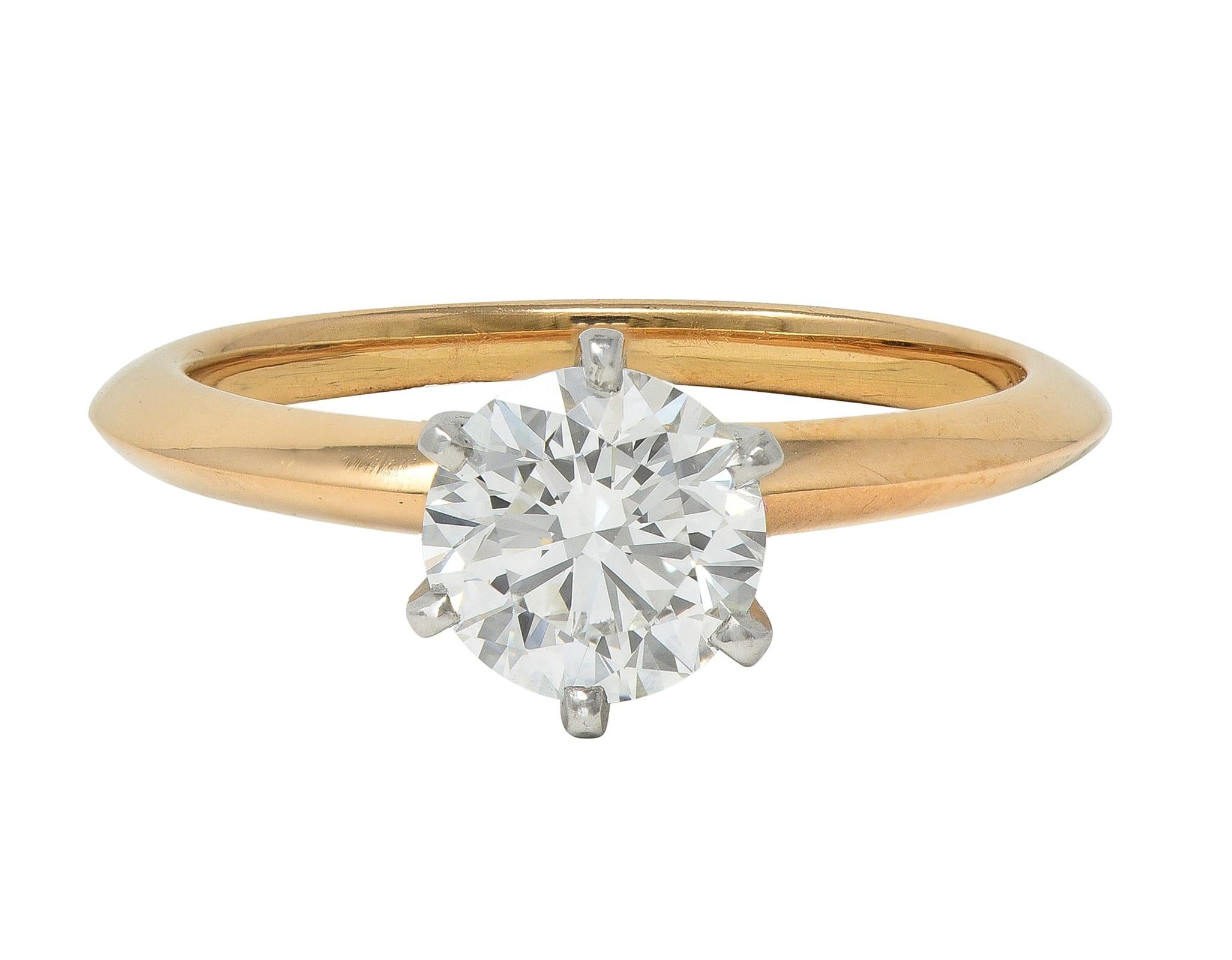 Tiffany & Co. 1.01 CT Diamond Platinum 18K Gold Solitaire Engagement Ring GIA