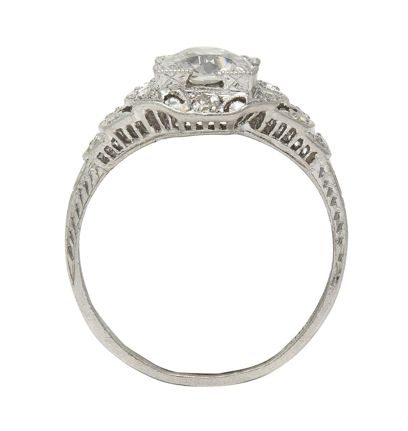 Art Deco 1.13 CTW Old European Cut Diamond Platinum Vintage Engagement Ring